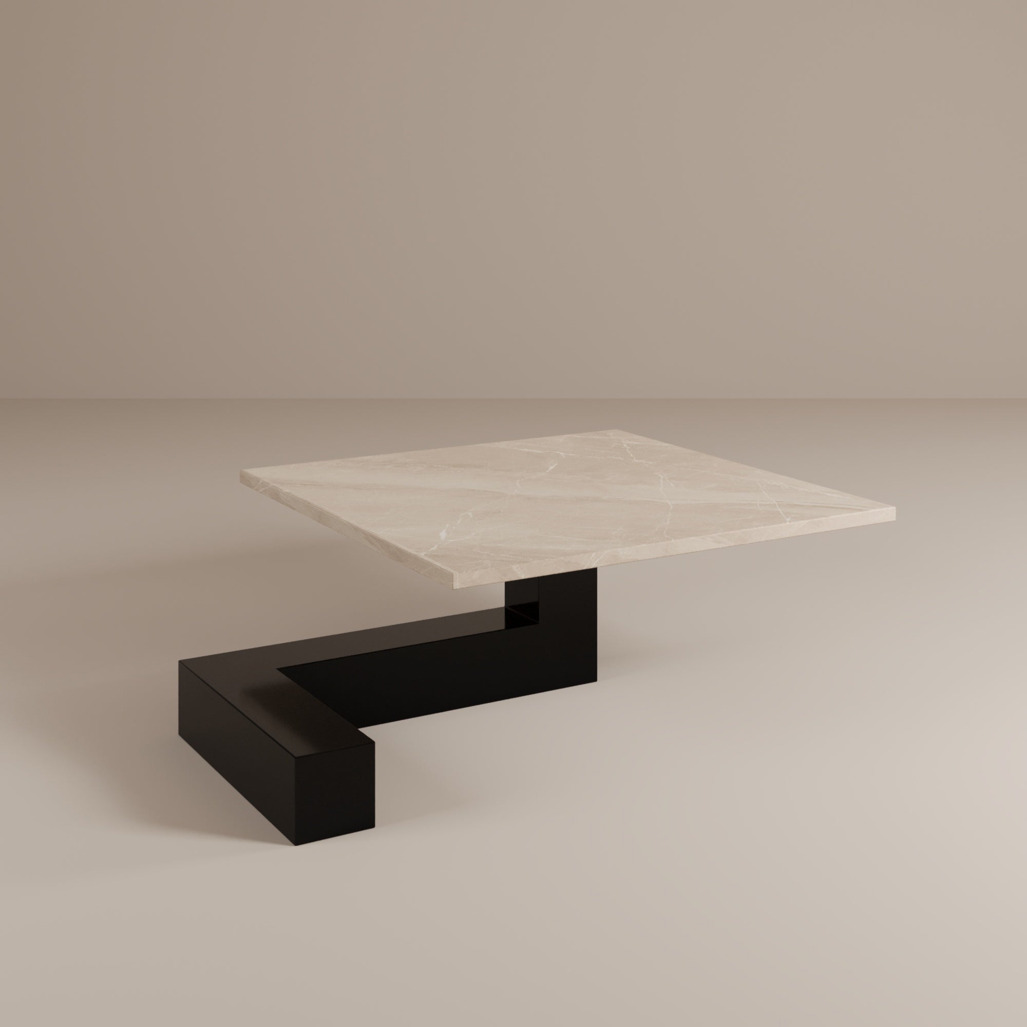 De Stijl L Marble Low Coffee Table - Black leg-Coffee Table-Creande-NowShopFun