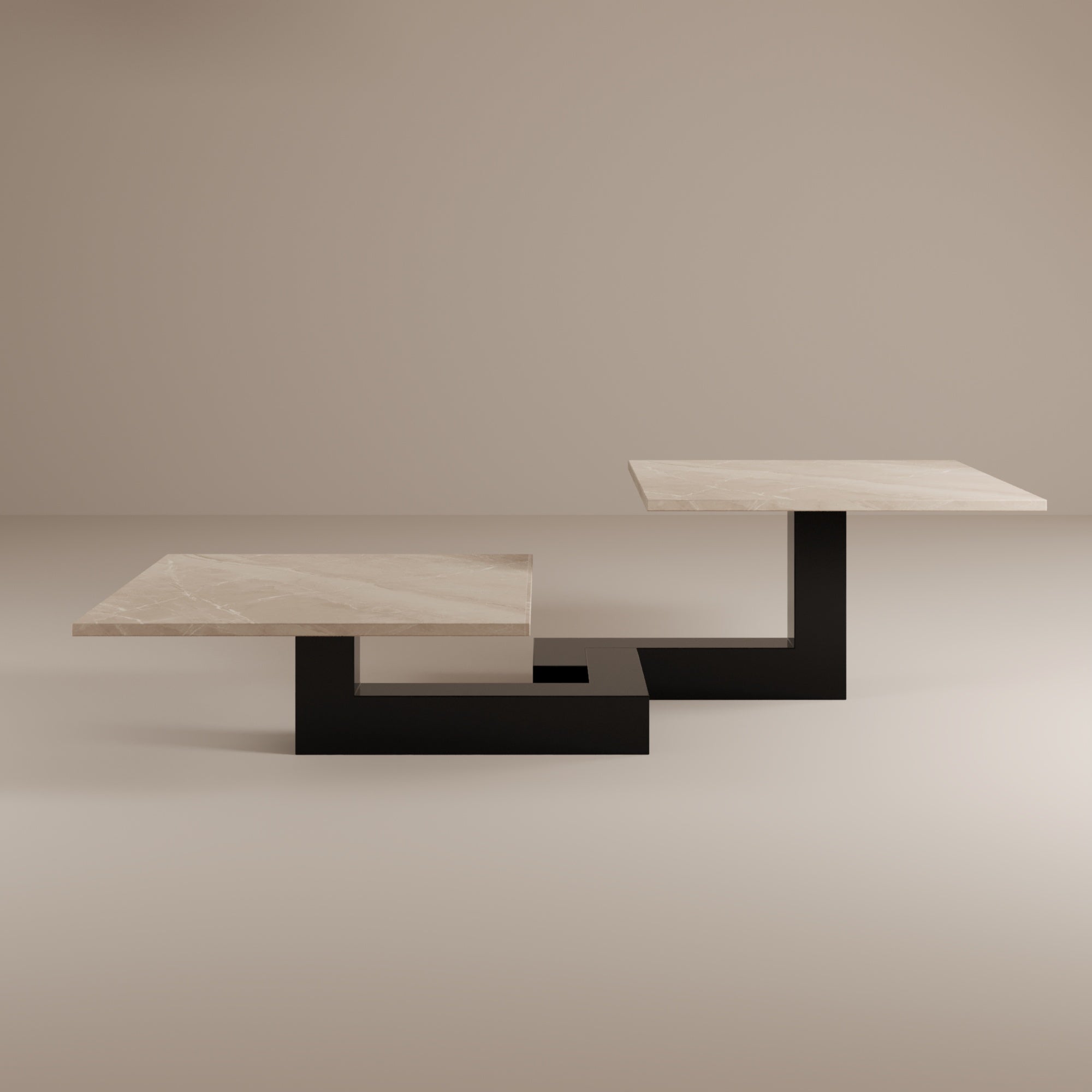 De Stijl L Marble Low Coffee Table - Black leg-Coffee Table-Creande-NowShopFun