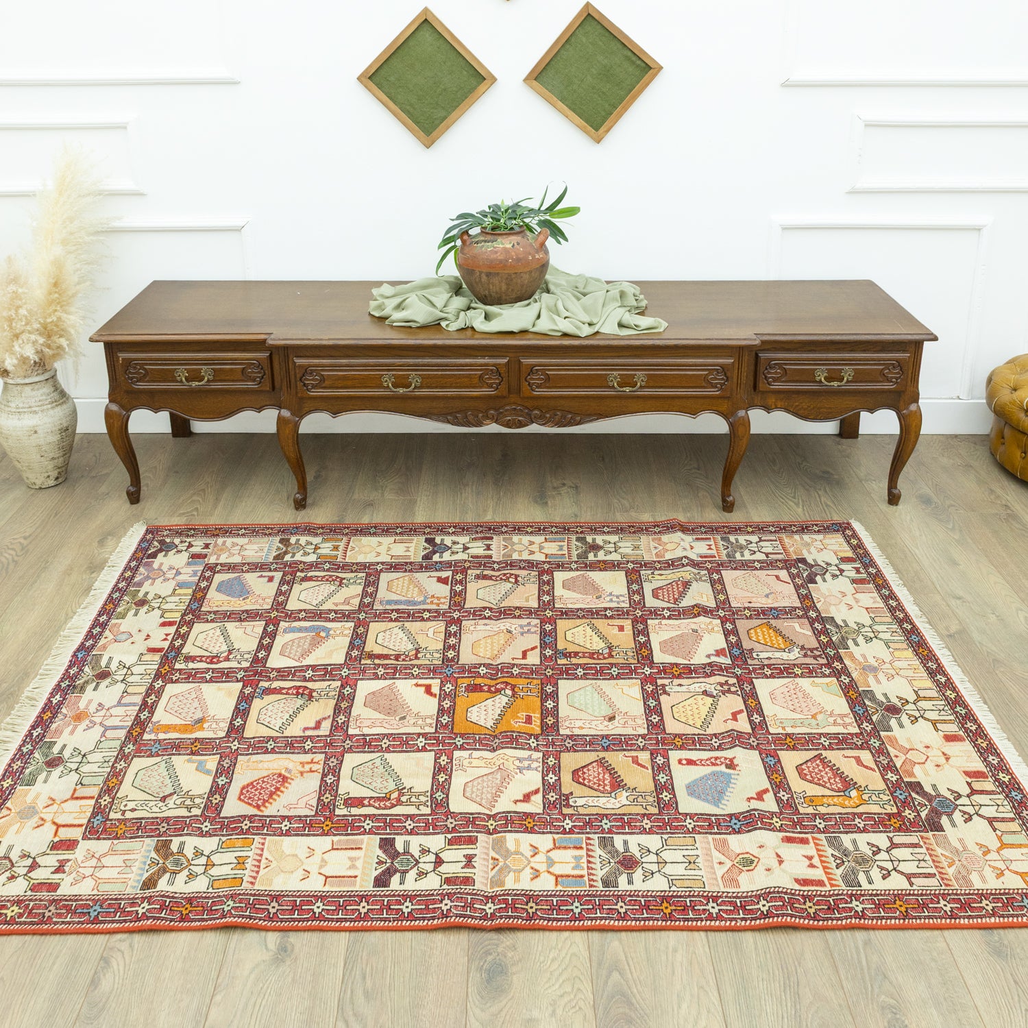 Dehri Hayvan Figürlü İpek Kilim 131X197 Cm