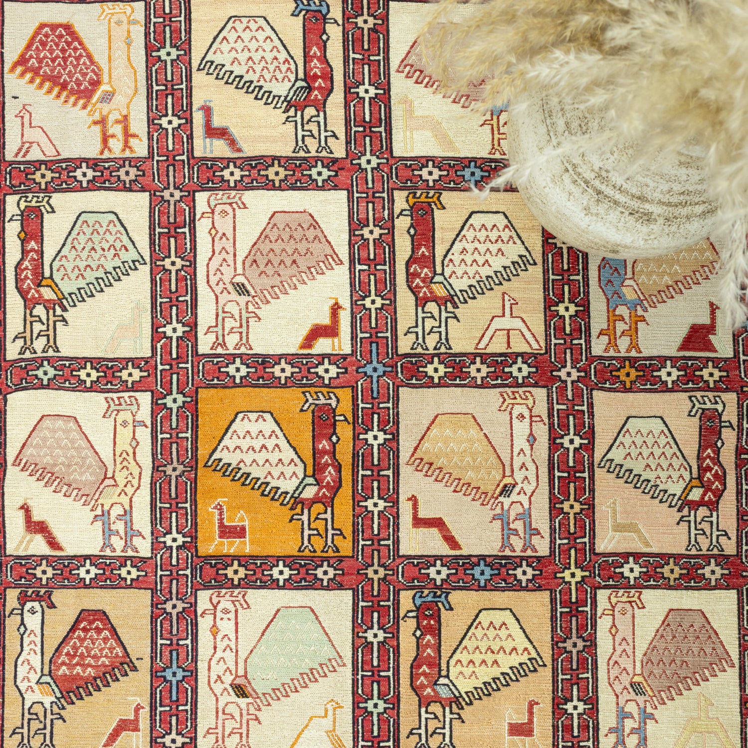 Dehri Hayvan Figürlü İpek Kilim 131X197 Cm