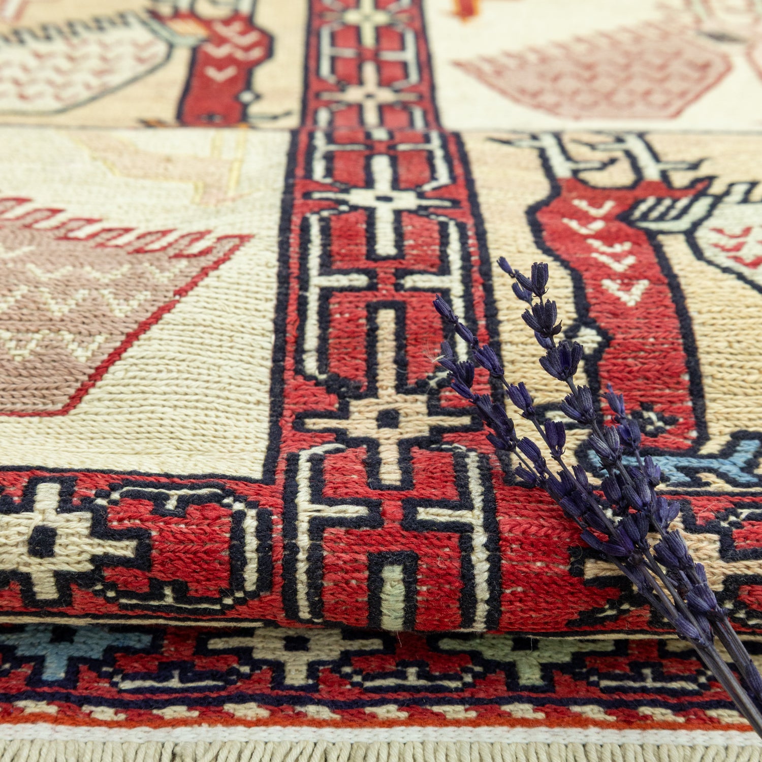 Dehri Hayvan Figürlü İpek Kilim 131X197 Cm