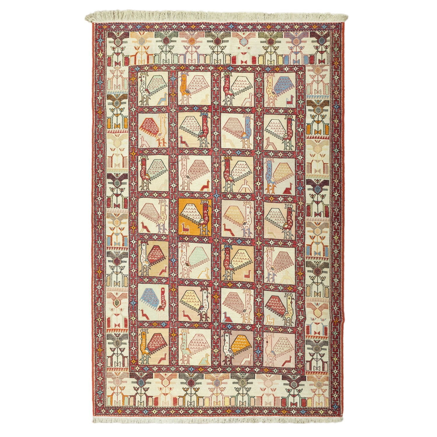 Dehri Hayvan Figürlü İpek Kilim 131X197 Cm