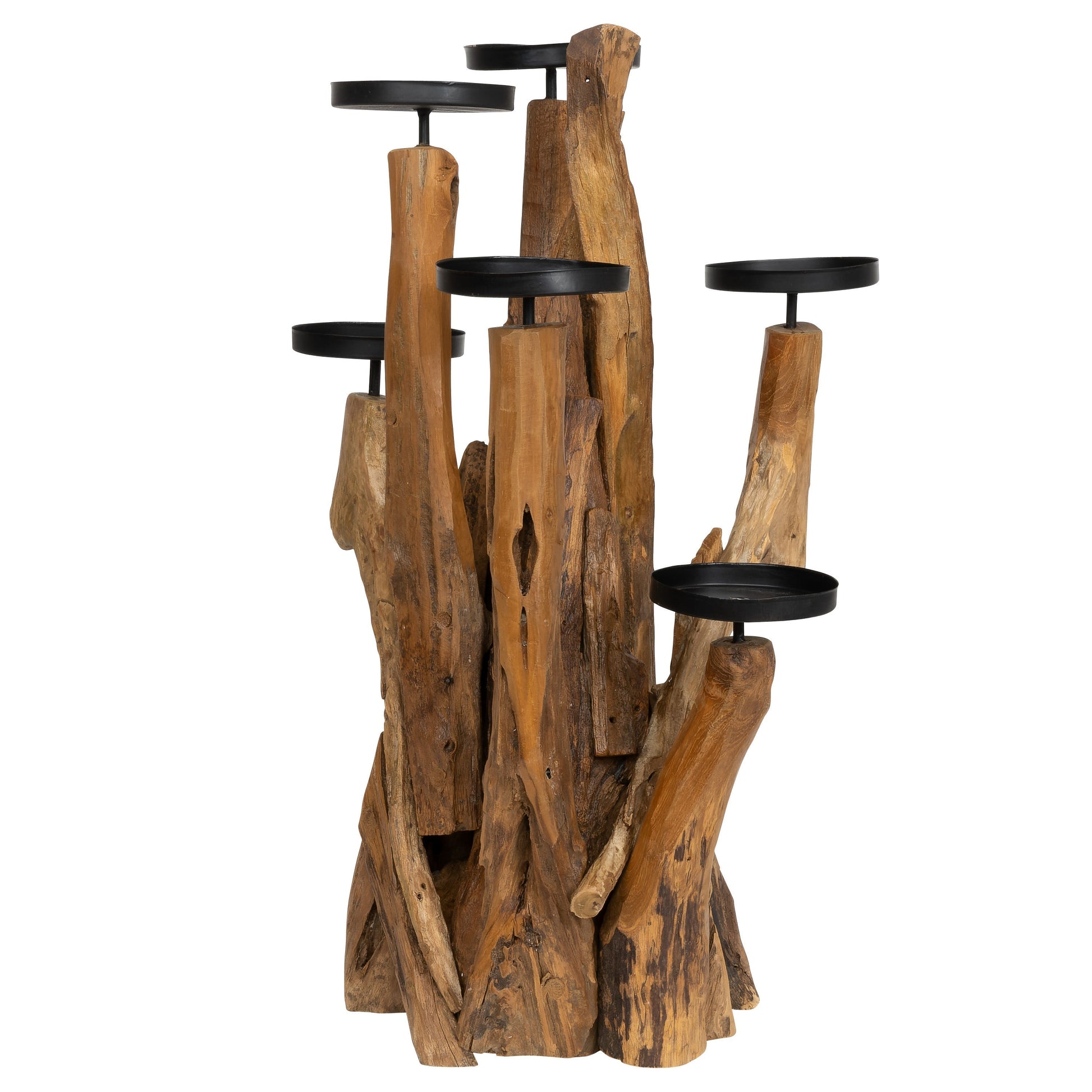 Dekoratif 6 Lı Mumluk Teak