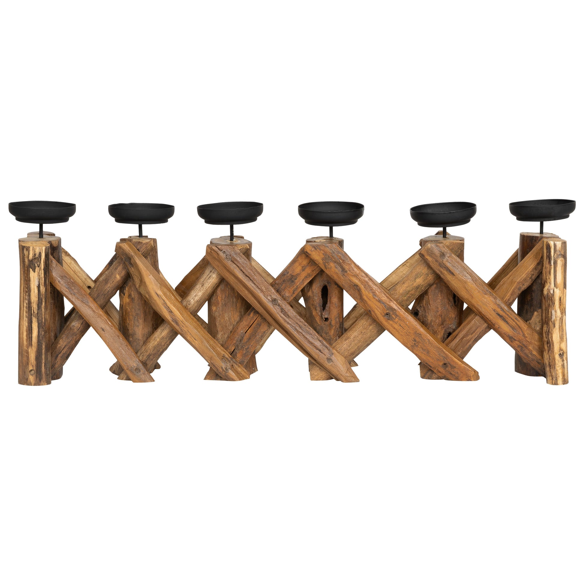 Dekoratif 6 Lı Mumluk Teak