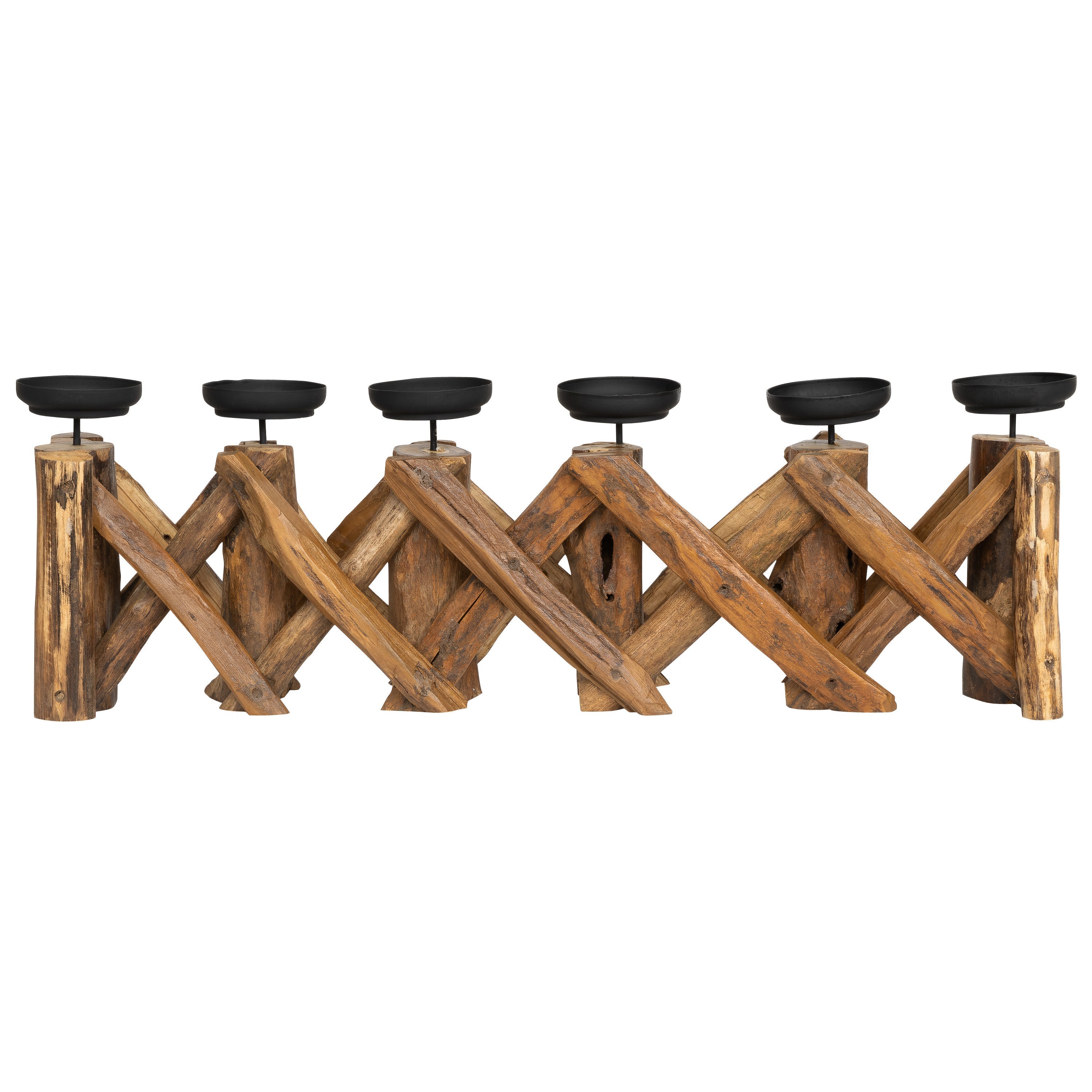 Dekoratif 6 Lı Mumluk Teak