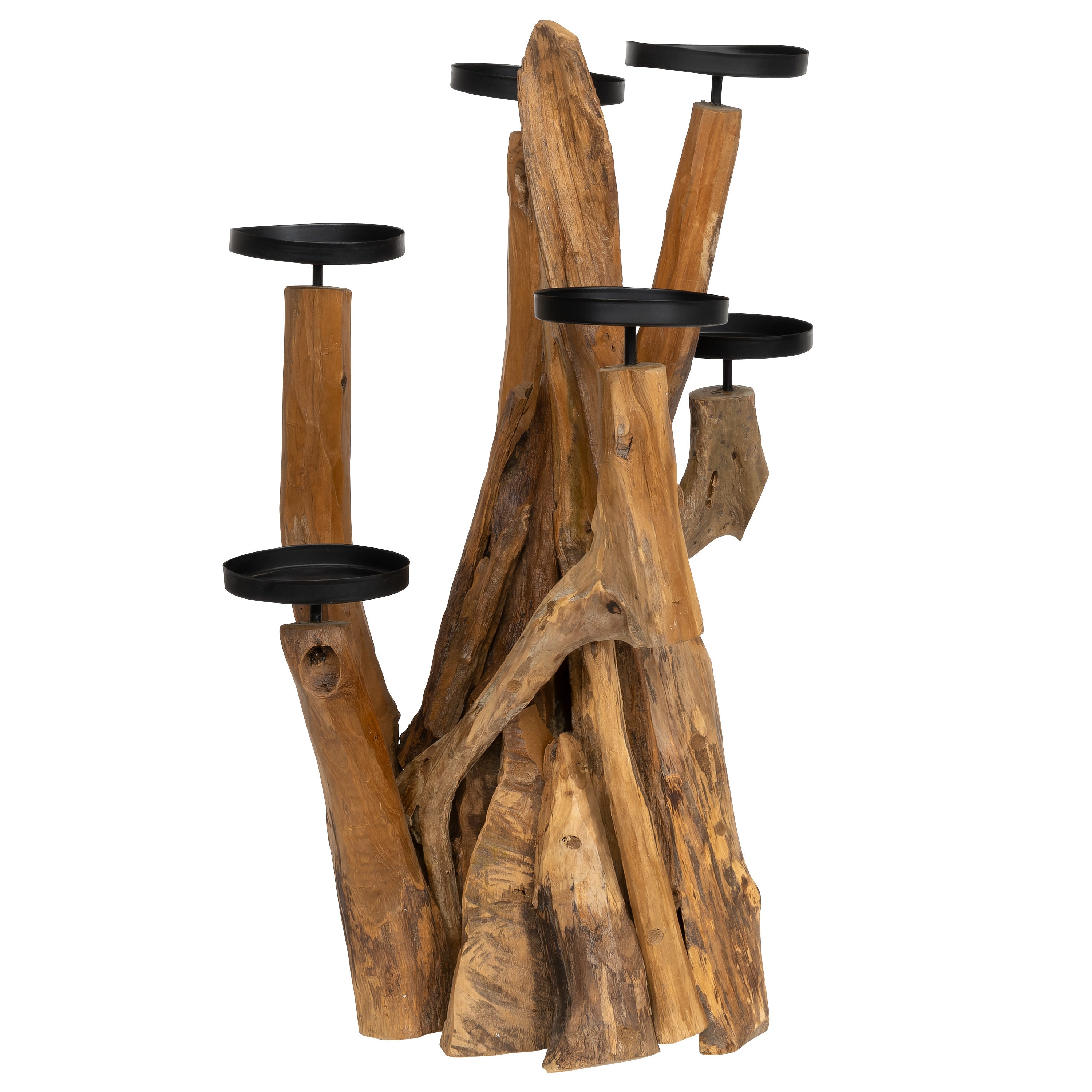 Dekoratif 6 Lı Mumluk Teak