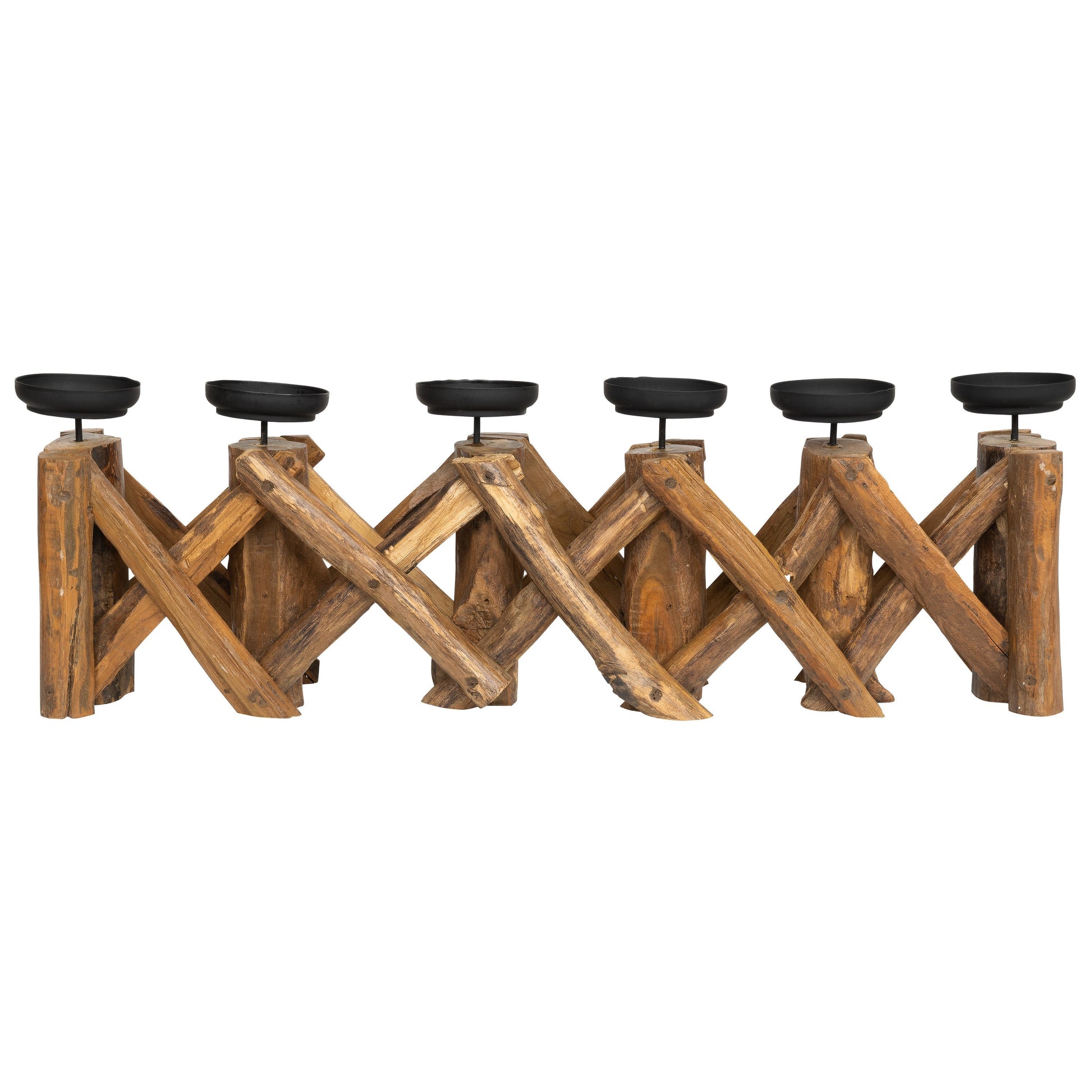 Dekoratif 6 Lı Mumluk Teak