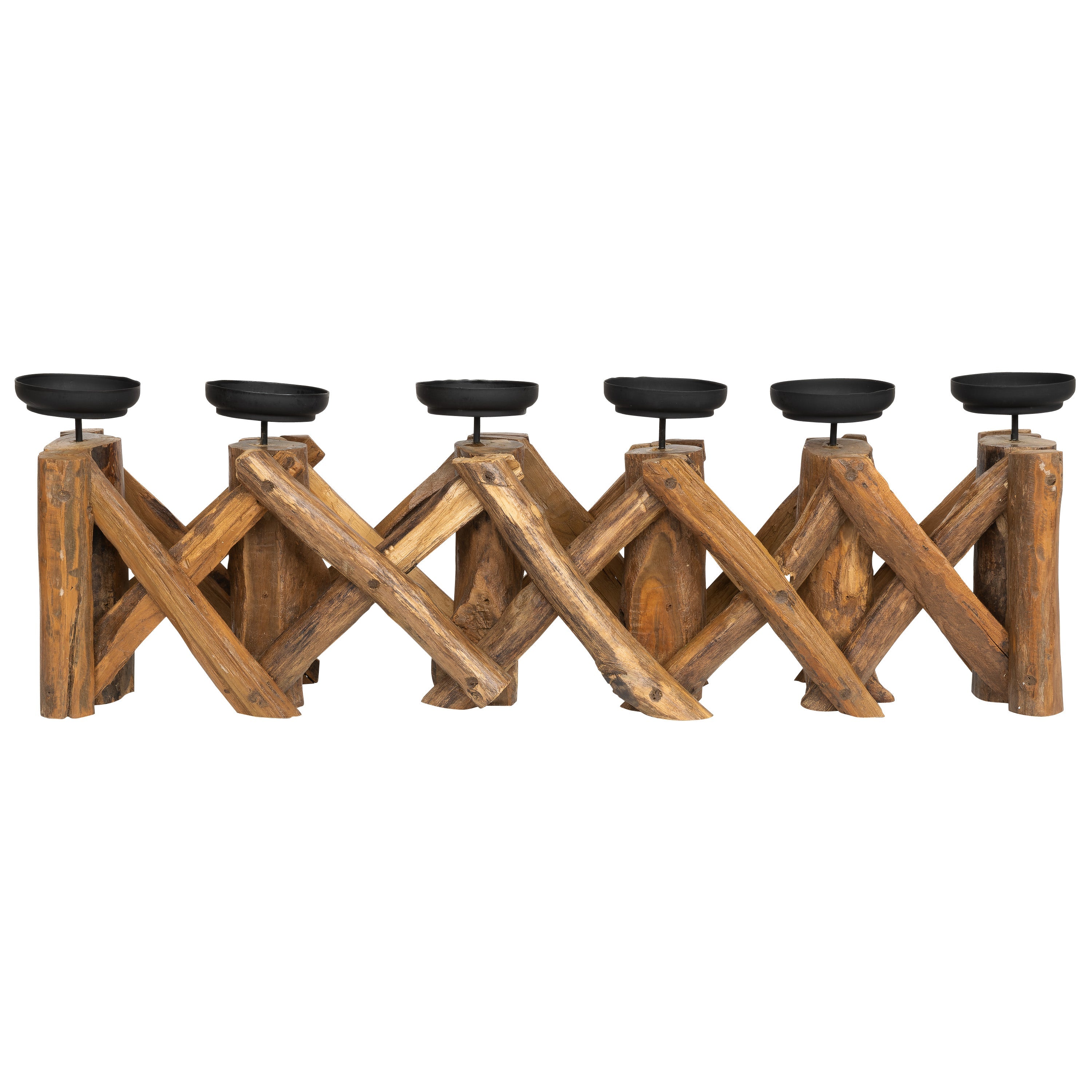 Dekoratif 6 Lı Mumluk Teak