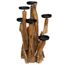 Dekoratif 6 Lı Mumluk Teak