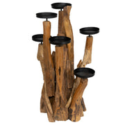 Dekoratif 6 Lı Mumluk Teak
