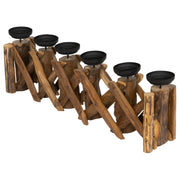 Dekoratif 6 Lı Mumluk Teak