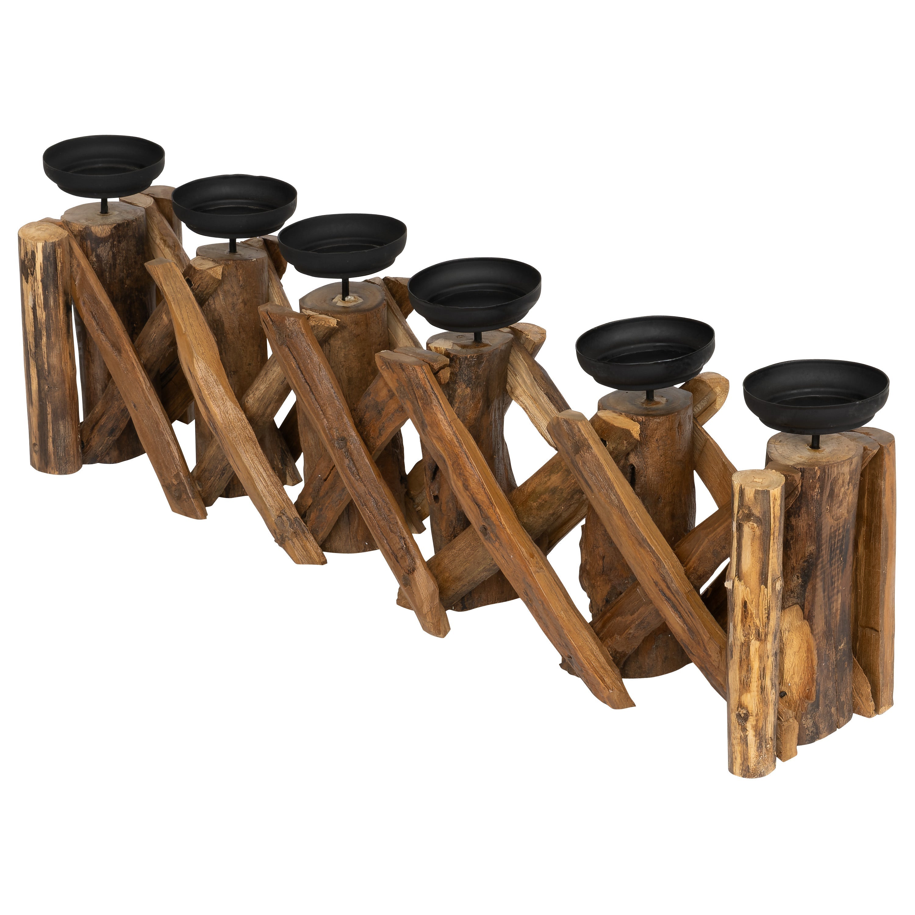 Dekoratif 6 Lı Mumluk Teak