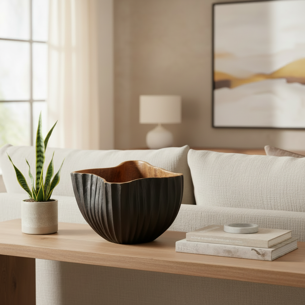 Dekoratif Gondol Lotus Yakma Siyah Teak