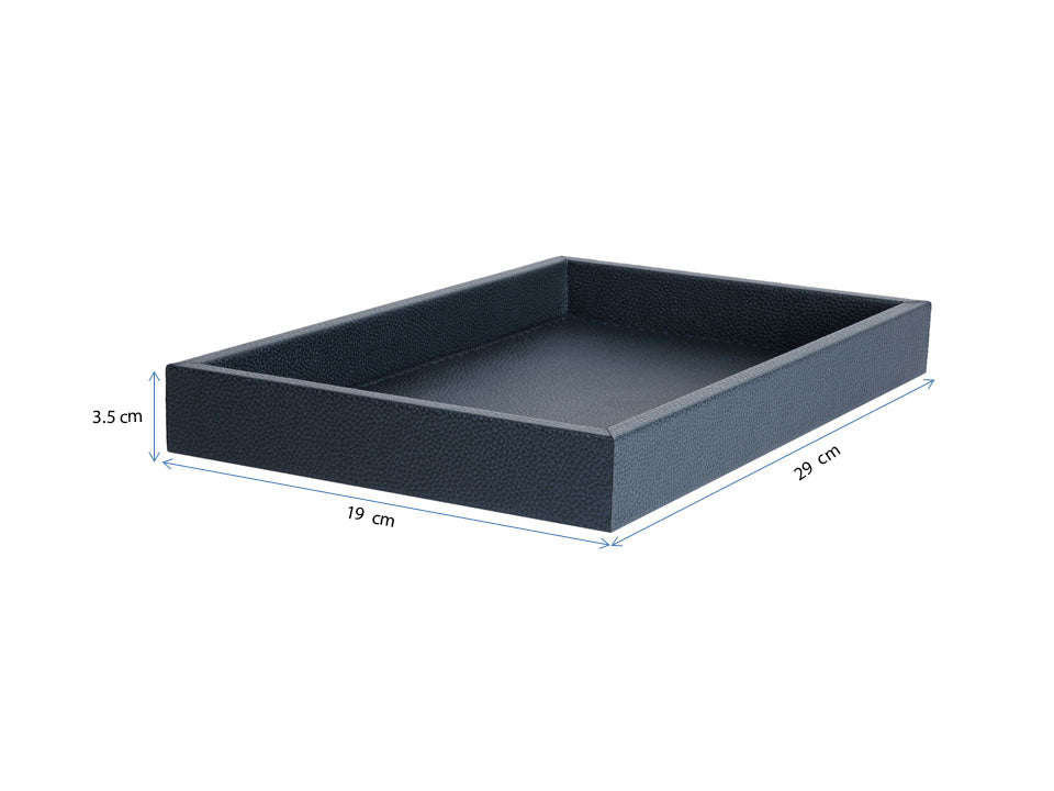 Dekoratif Lacivert Suni Deri Tepsi – 3 Boy Seçeneği-Tepsi-Moena Studio-Büyük Boy-NowShopFun