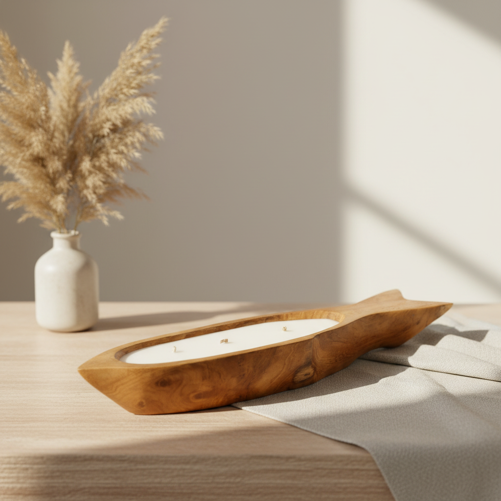 Dekoratif Mum Teak Balık Formu L-Mum-Artika Design-NowShopFun