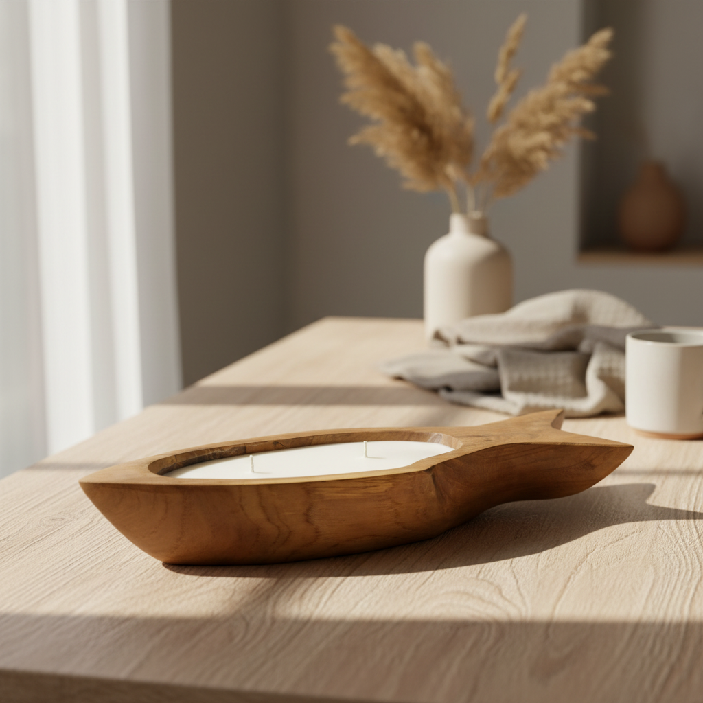 Dekoratif Mum Teak Balık Formu S-Mum-Artika Design-NowShopFun