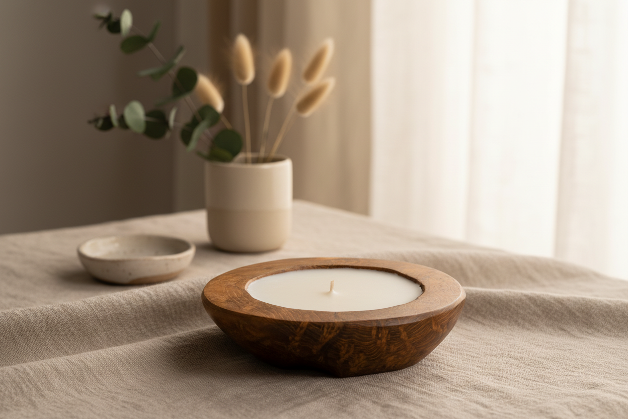 Dekoratif Mum Teak Yuvarlak Form-Mum-Artika Design-NowShopFun