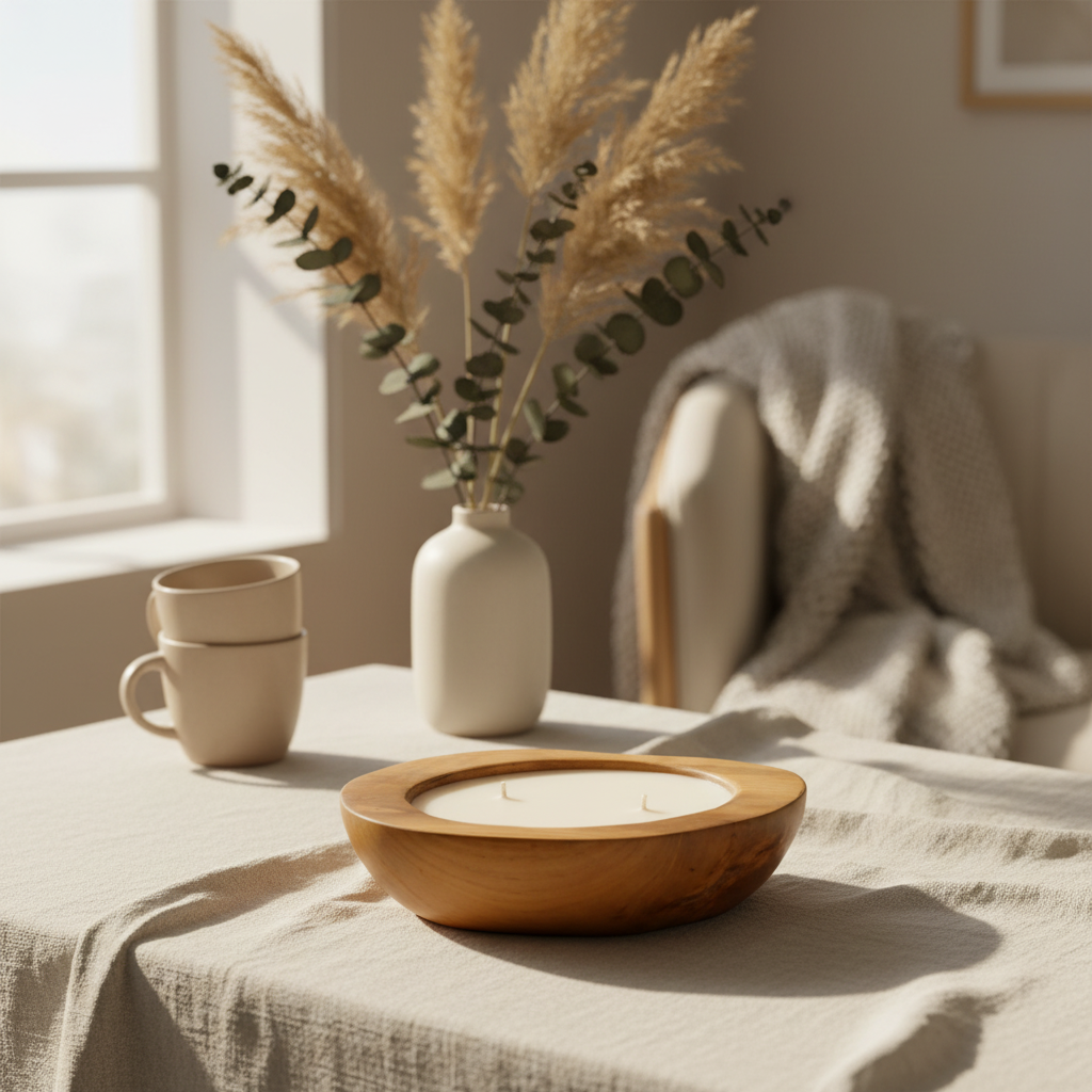 Dekoratif Mum Teak Yuvarlak Form-Mum-Artika Design-NowShopFun