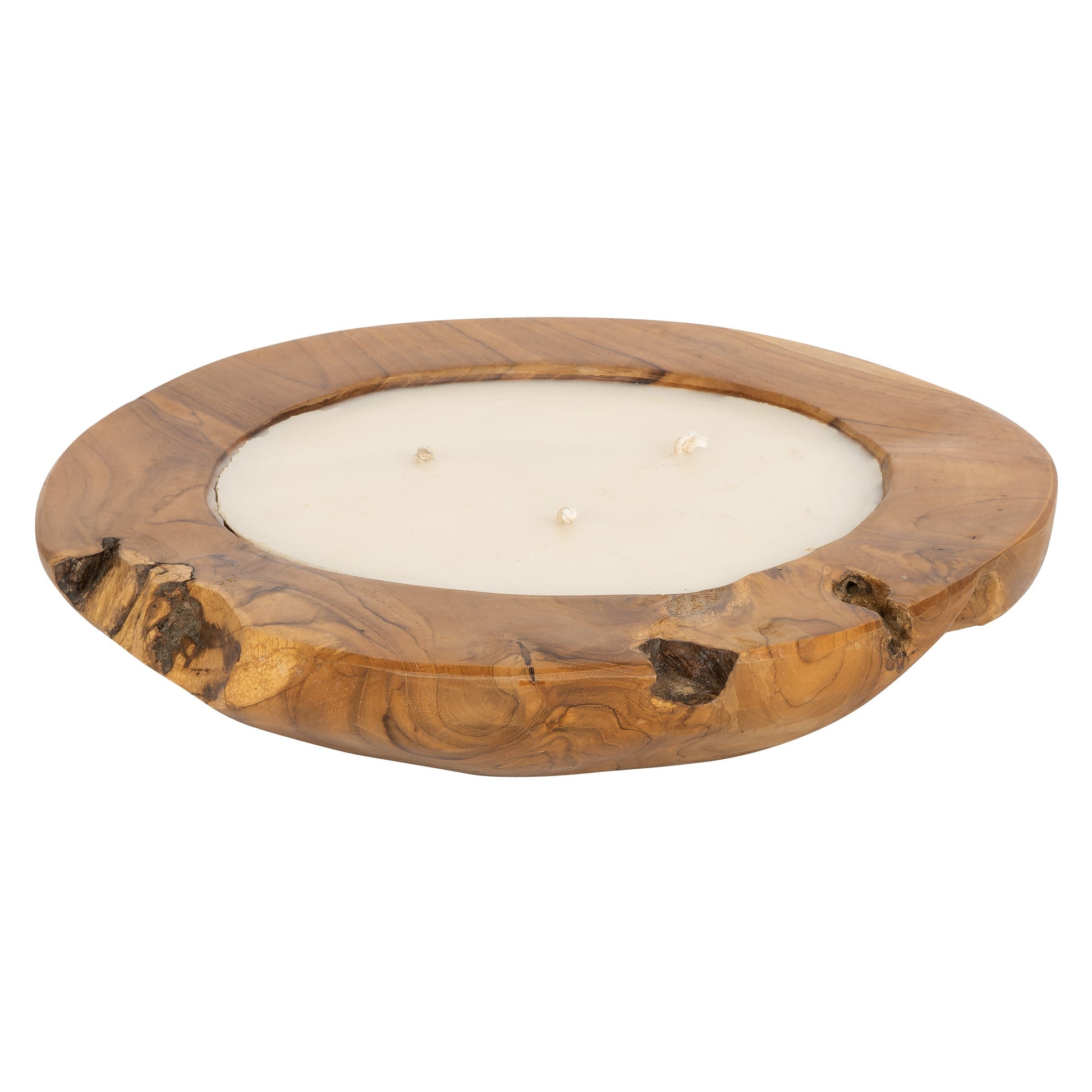 Dekoratif Mum Teak Yuvarlak Form