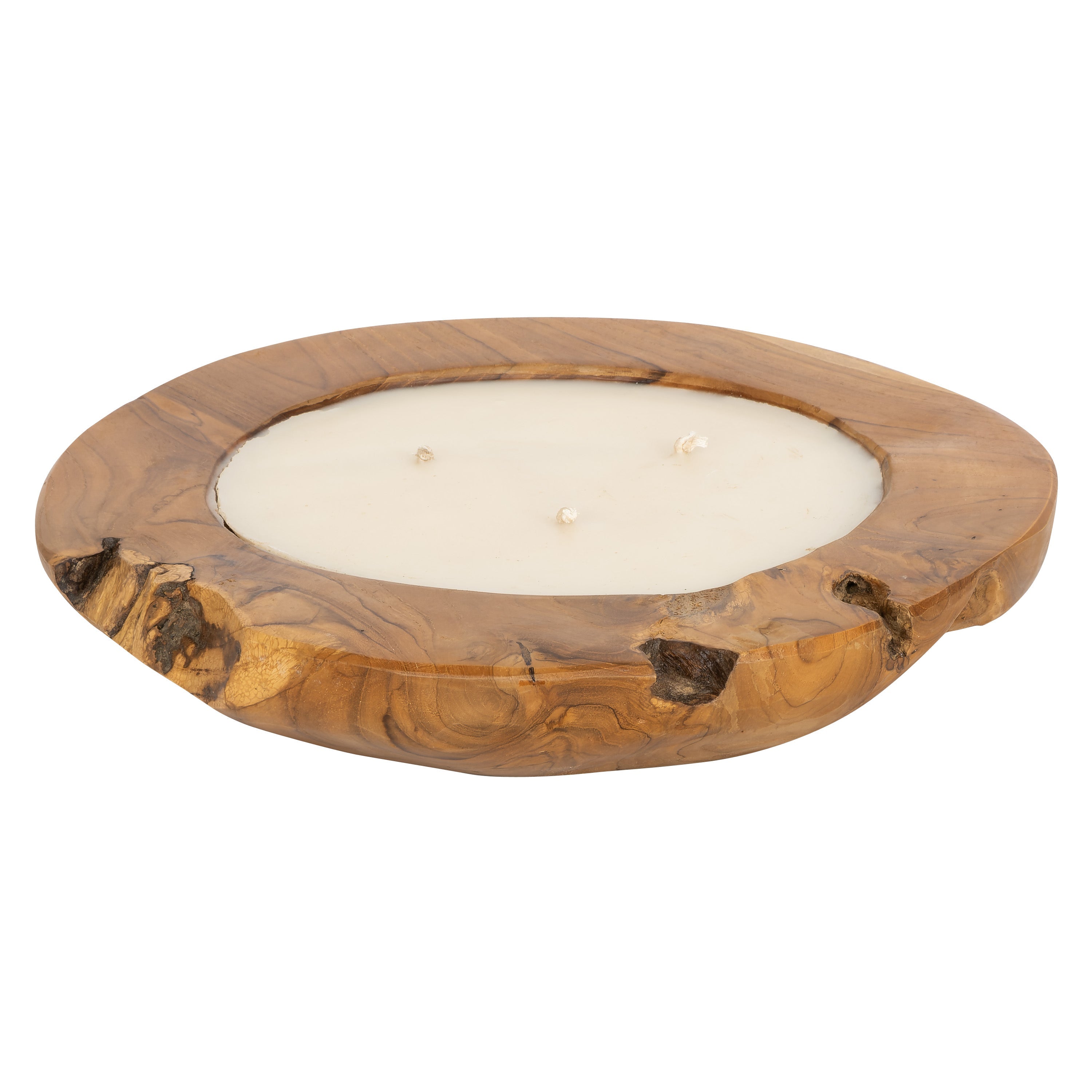 Dekoratif Mum Teak Yuvarlak Form