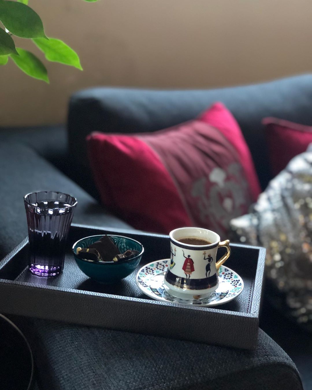 Dekoratif Siyah Suni Deri Tepsi 3 Boy Seçeneği-Tepsi-Moena Studio-Küçük Boy-NowShopFun