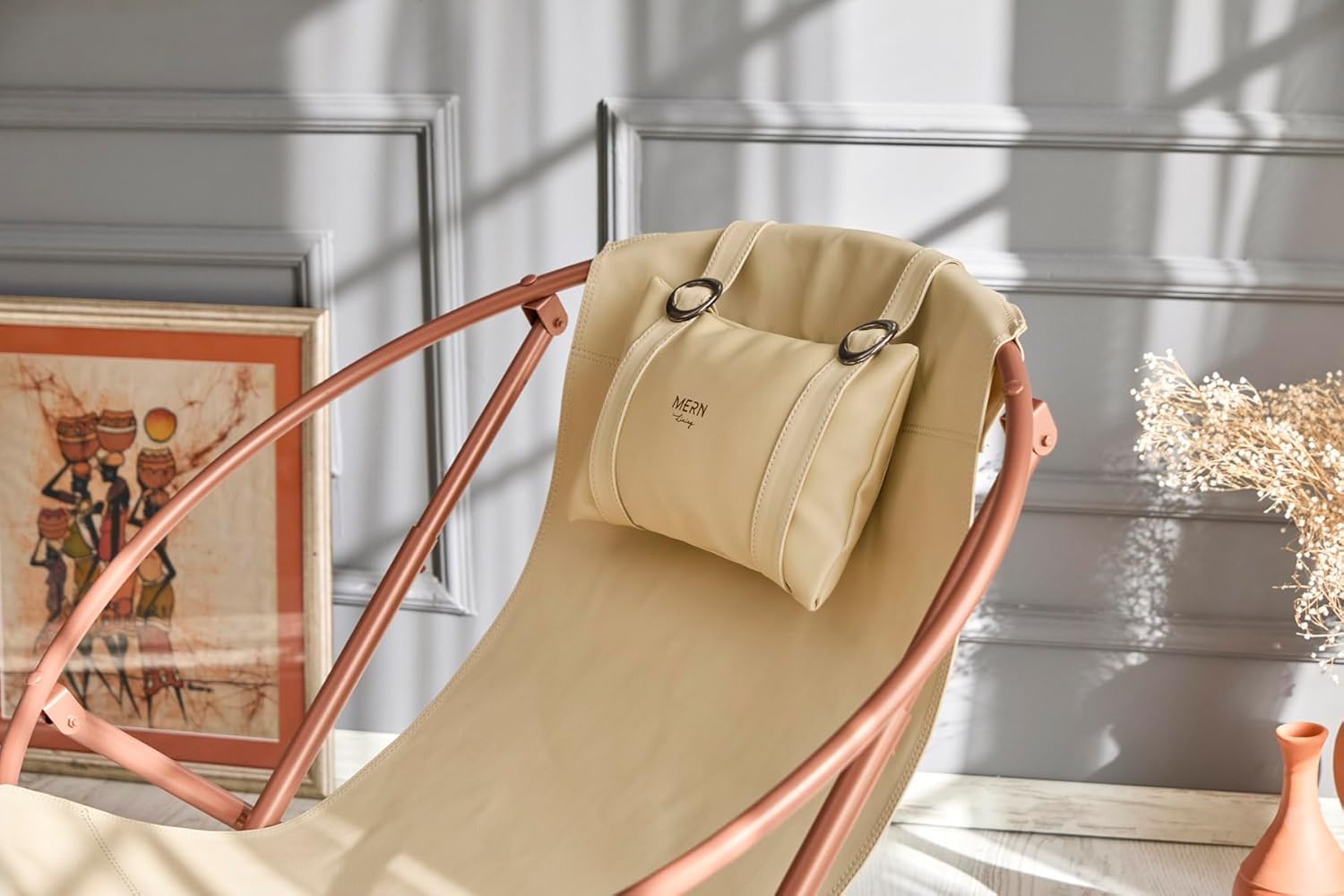 Deri Katlanır Sandalye - Bej