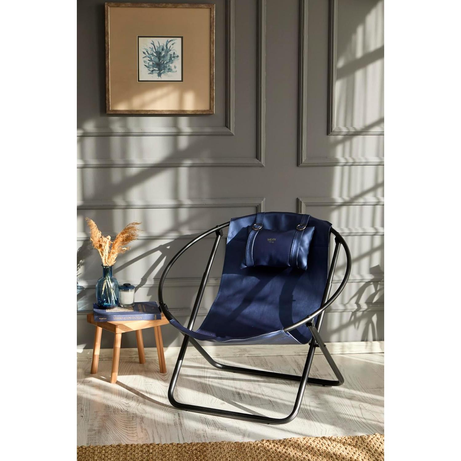 Deri Katlanır Sandalye - Indigo