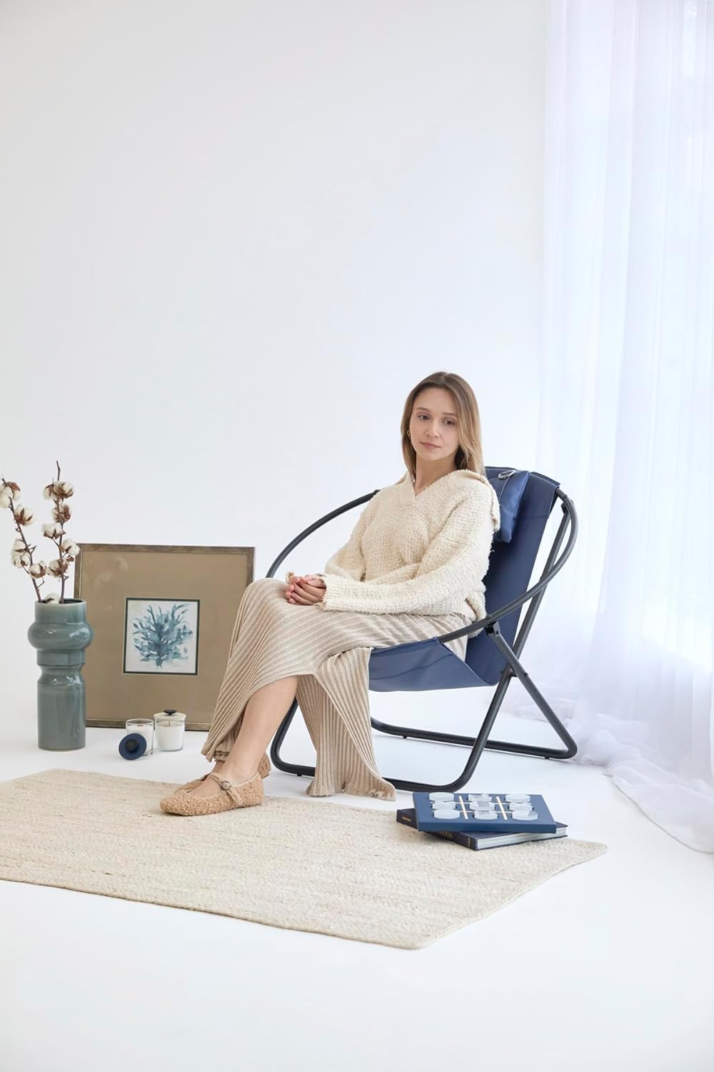 Deri Katlanır Sandalye - Indigo