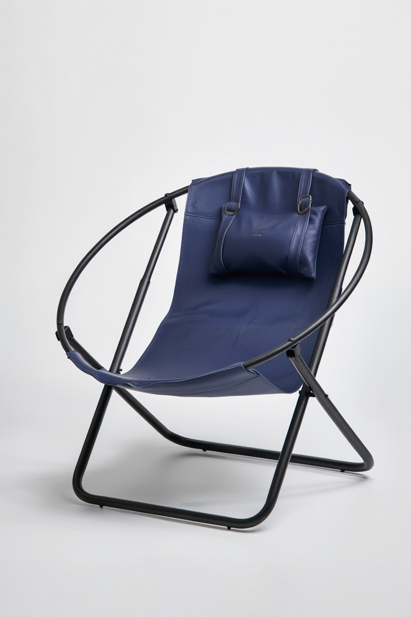 Deri Katlanır Sandalye - Indigo
