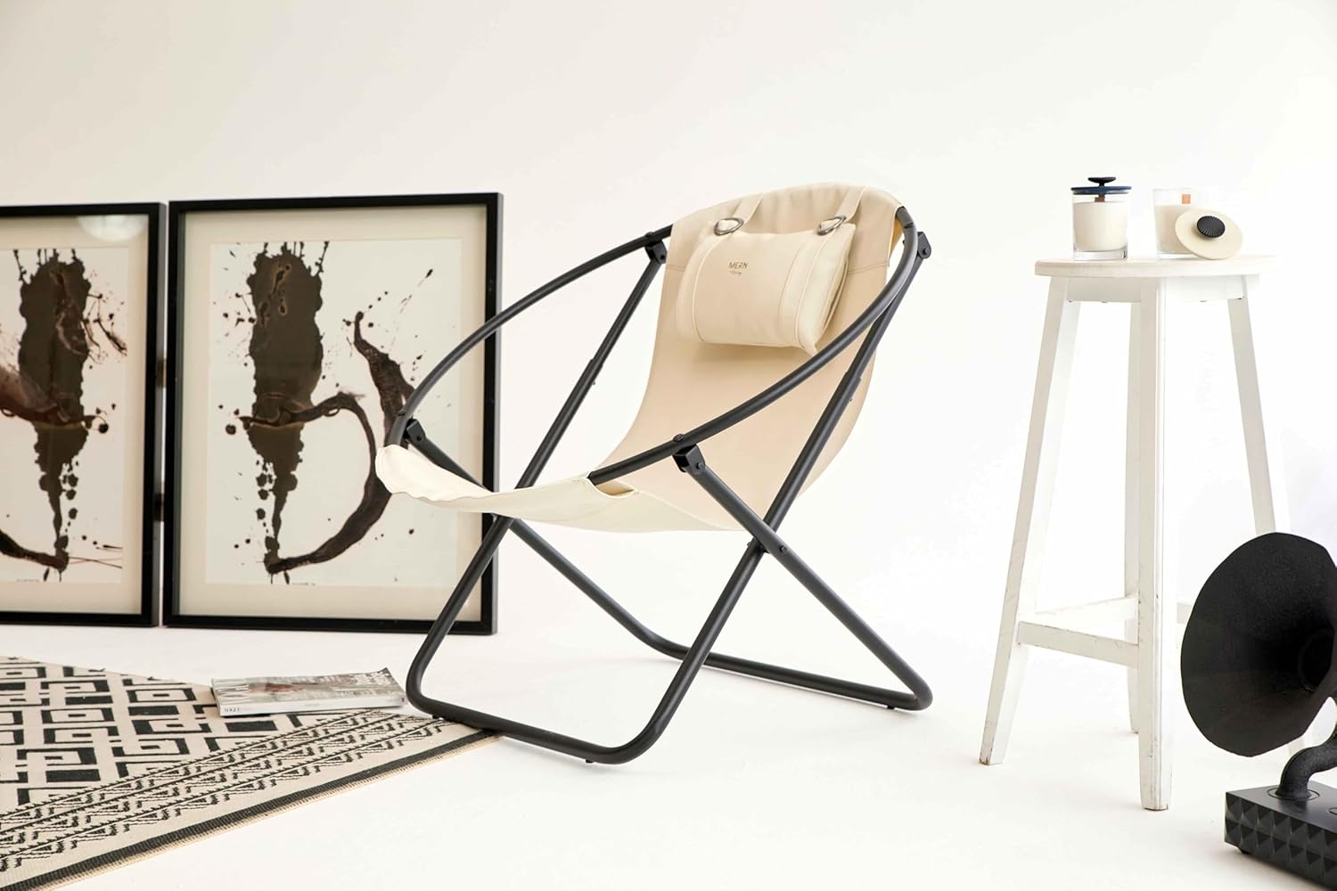 Deri Katlanır Sandalye - Off White