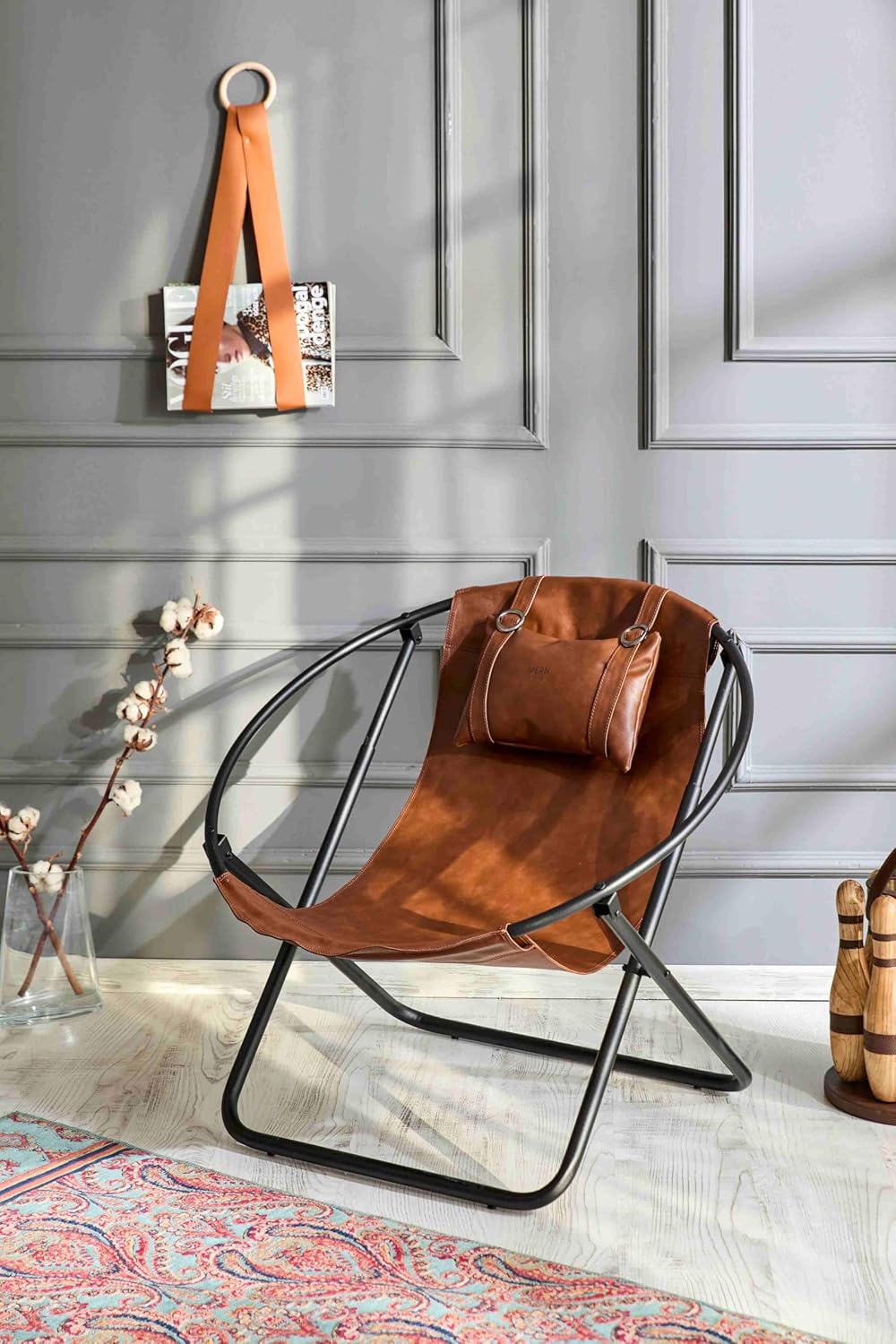 Deri Katlanır Sandalye - Taba