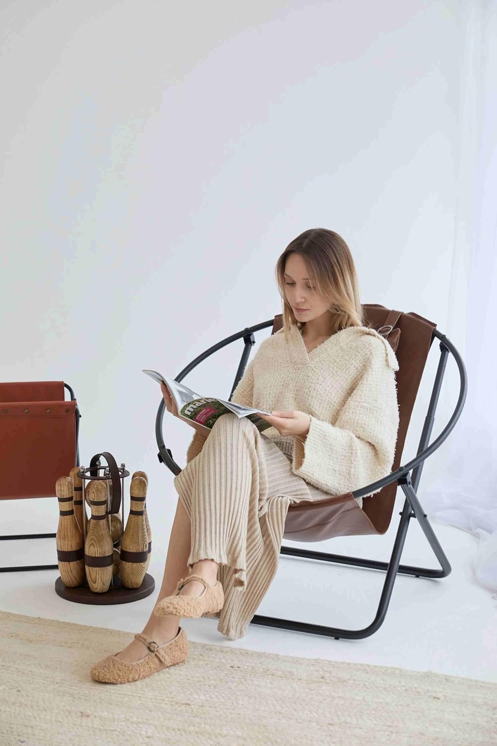 Deri Katlanır Sandalye - Taba