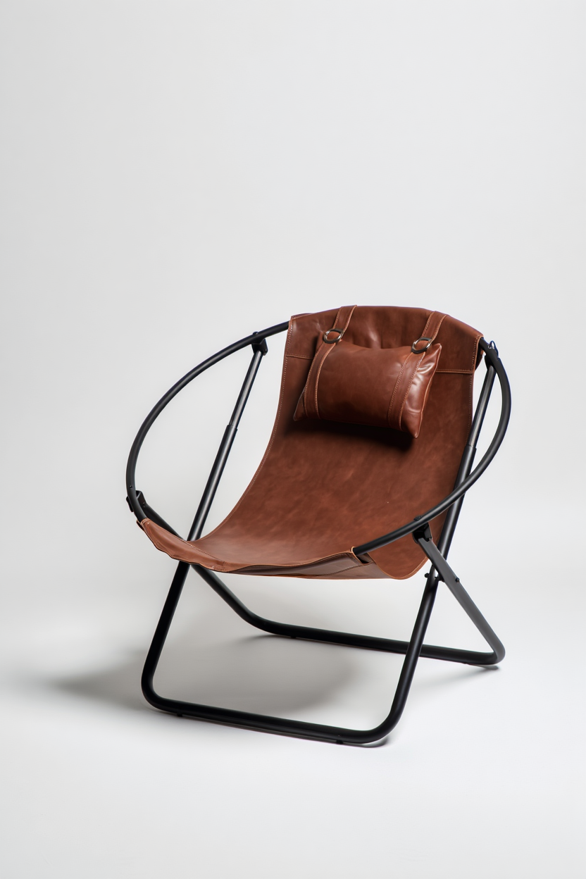 Deri Katlanır Sandalye - Taba