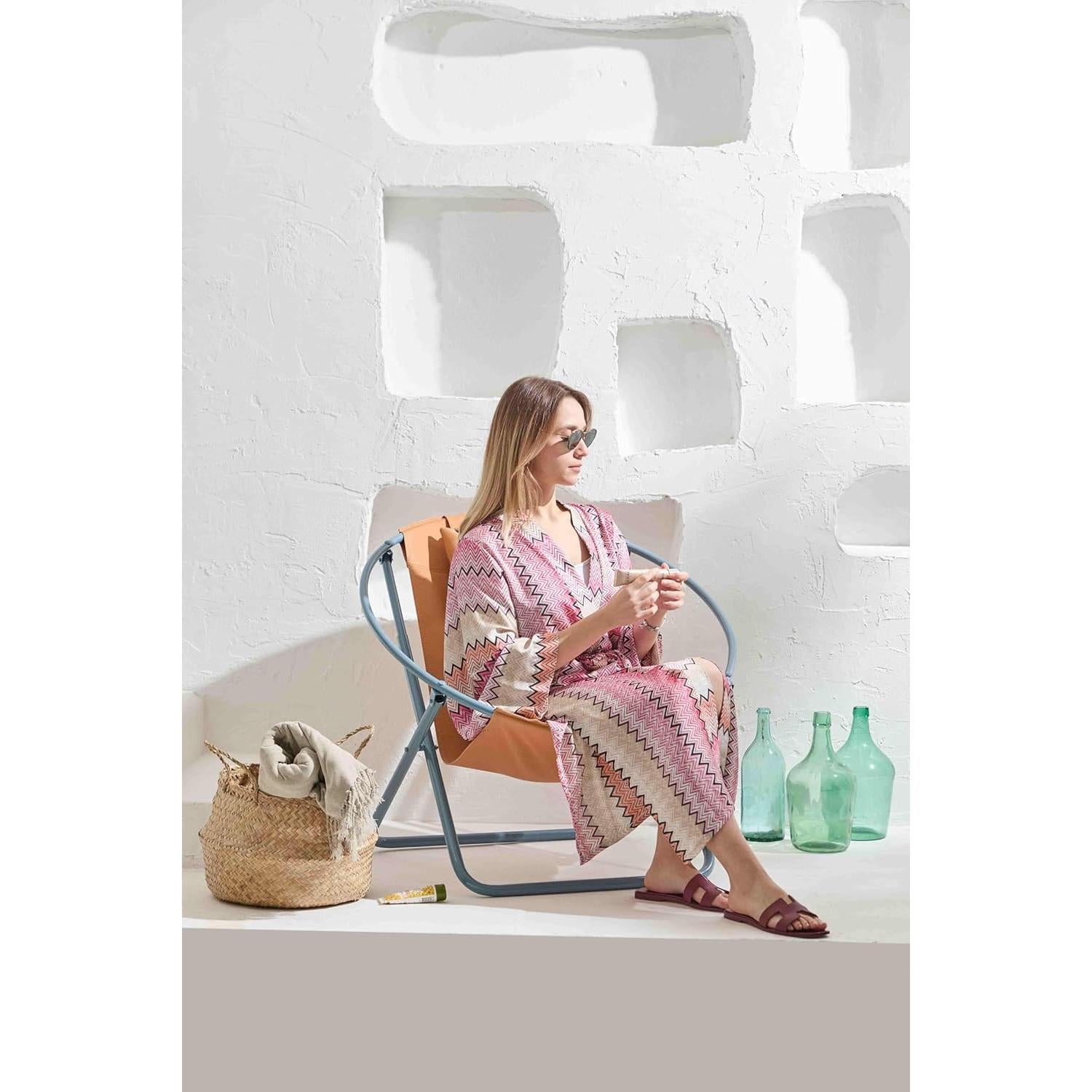 Deri Katlanır Sandalye - Turuncu