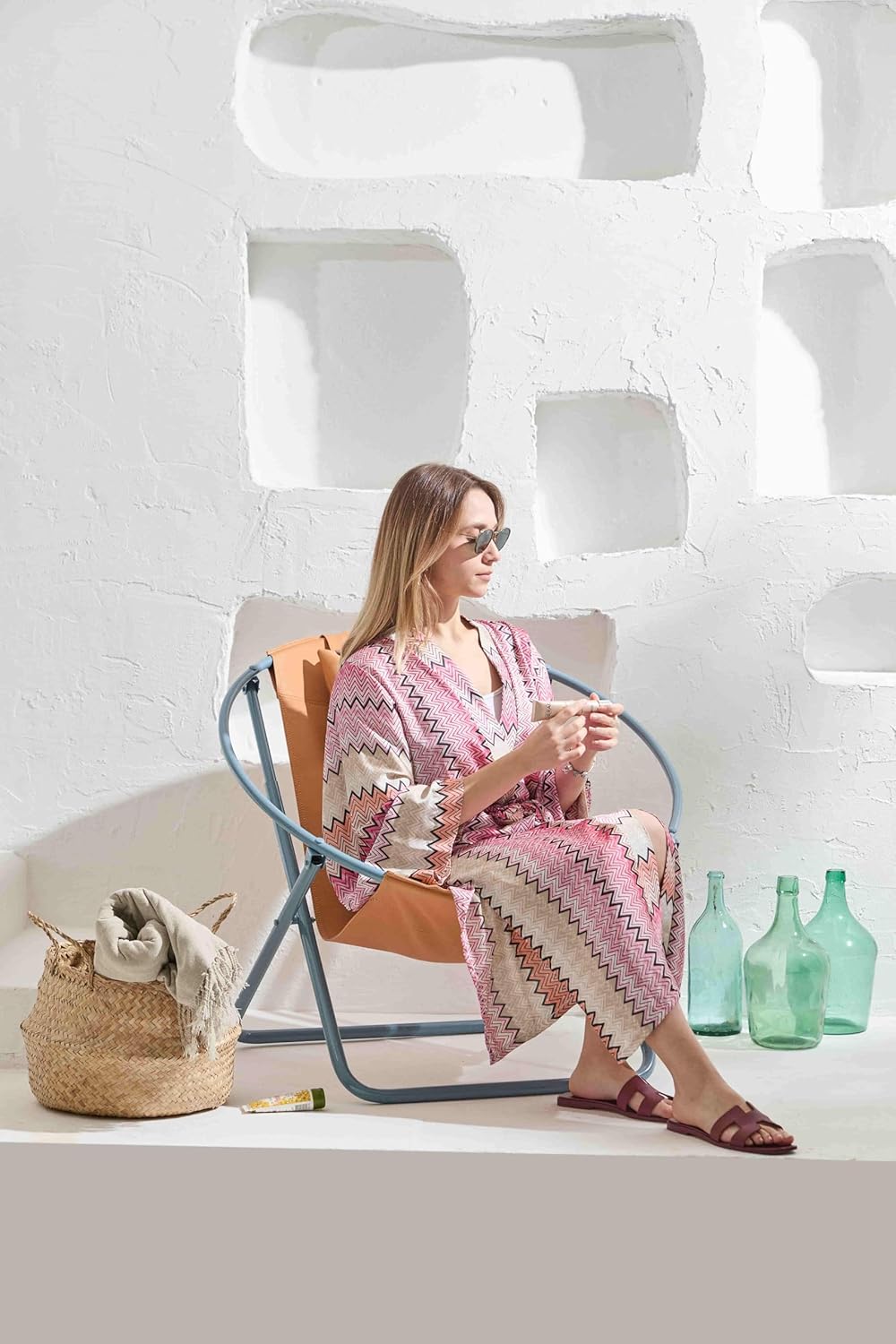 Deri Katlanır Sandalye - Turuncu