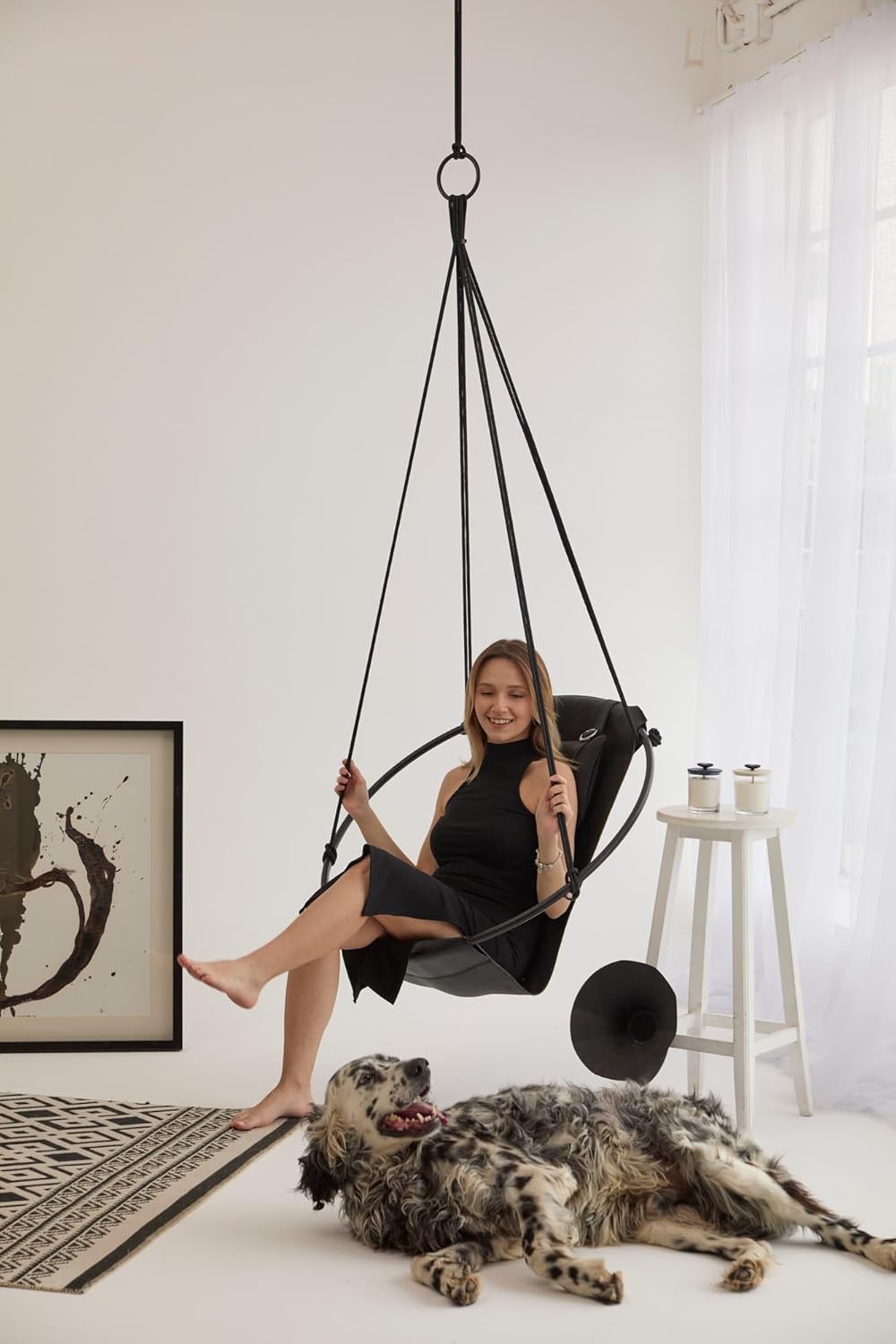 Deri Salıncak - Siyah