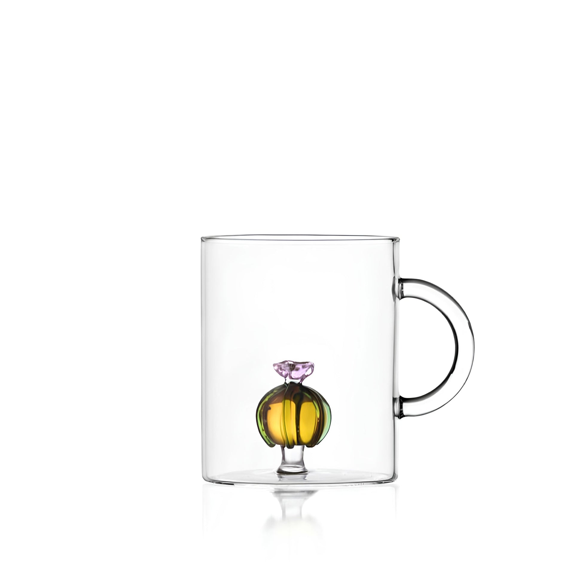 Desert Kaktüs Ve Çiçek Figürlü Cam Kupa