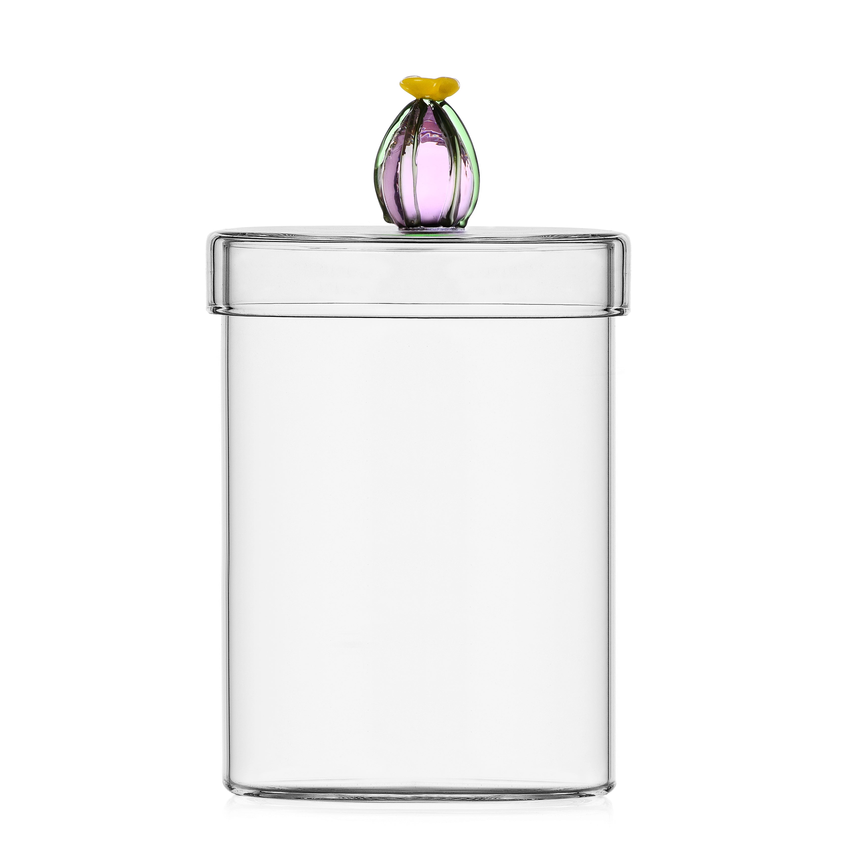 Desert Plants Kaktüs Figürlü Pembe Çiçek Detaylı Cam Saklama Kabı (700Ml)