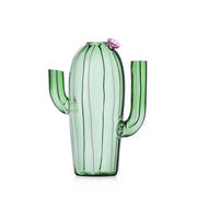 Desert Plants Pembe Çiçek Detaylı Yeşil Kaktüs Formlu Cam Sürahi
