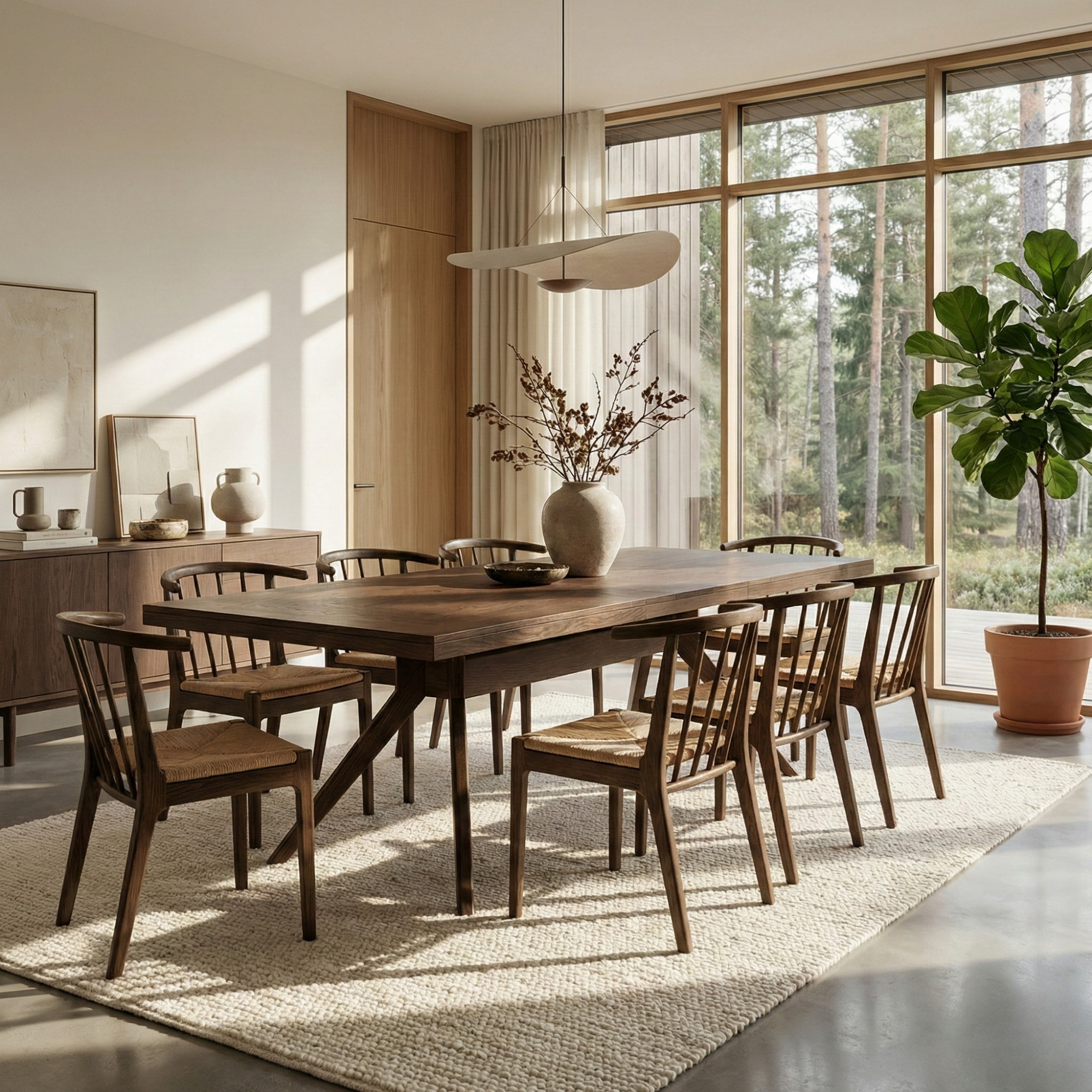 Diamond İlaveli Yemek Masası | Koyu Meşe