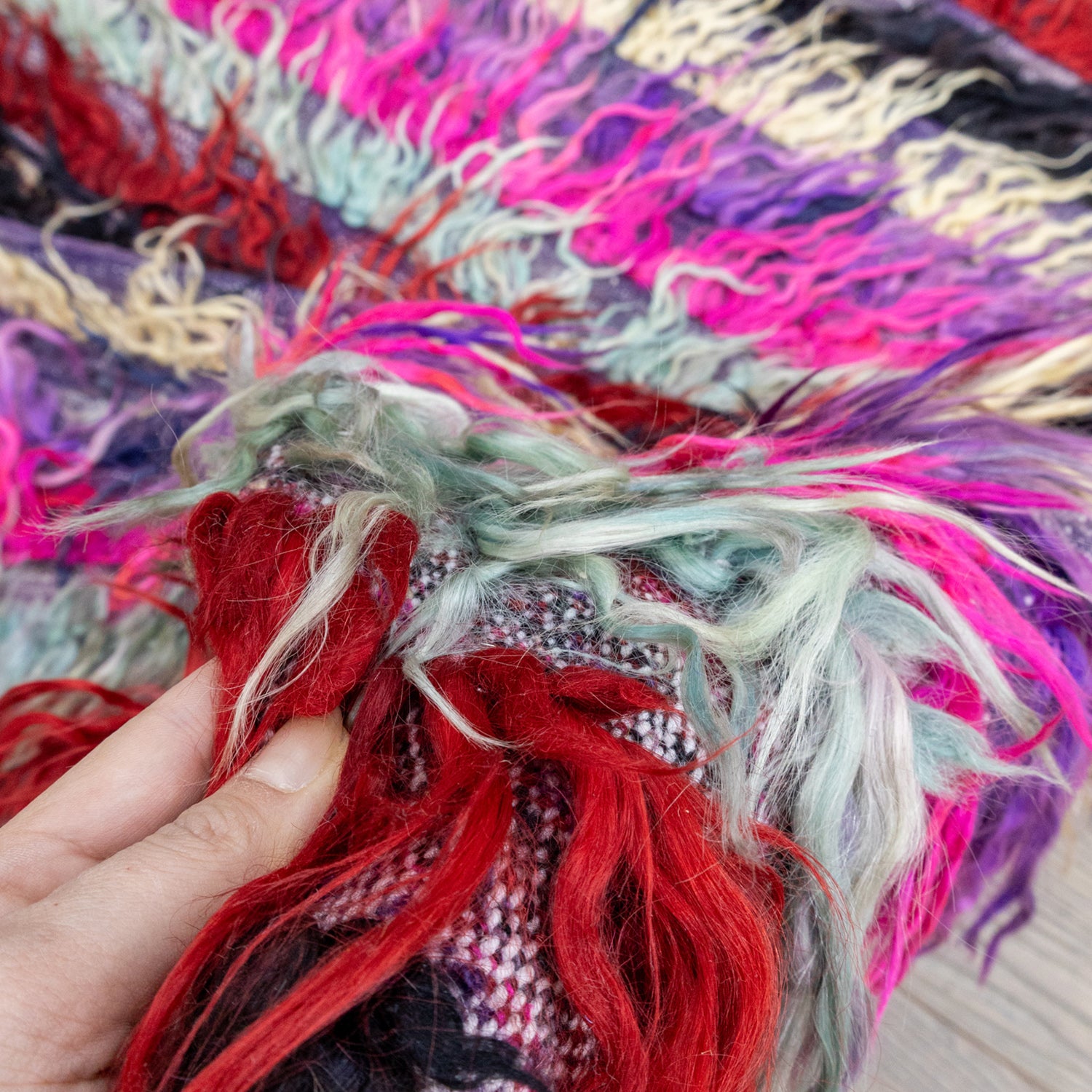 Dies Renkli Filikli El Dokuma Tülü Halı 94x149 cm-TURKISH HANDWOVEN RUGS-Soho Antiq-NowShopFun