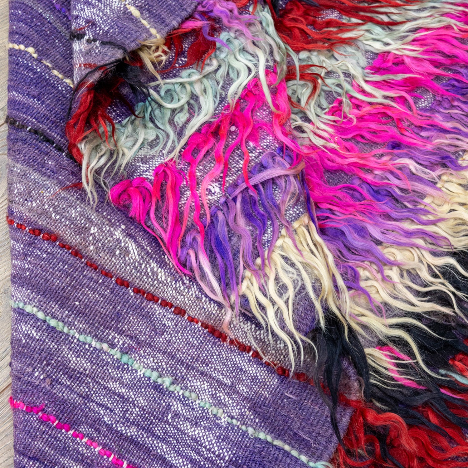 Dies Renkli Filikli El Dokuma Tülü Halı 94x149 cm-TURKISH HANDWOVEN RUGS-Soho Antiq-NowShopFun