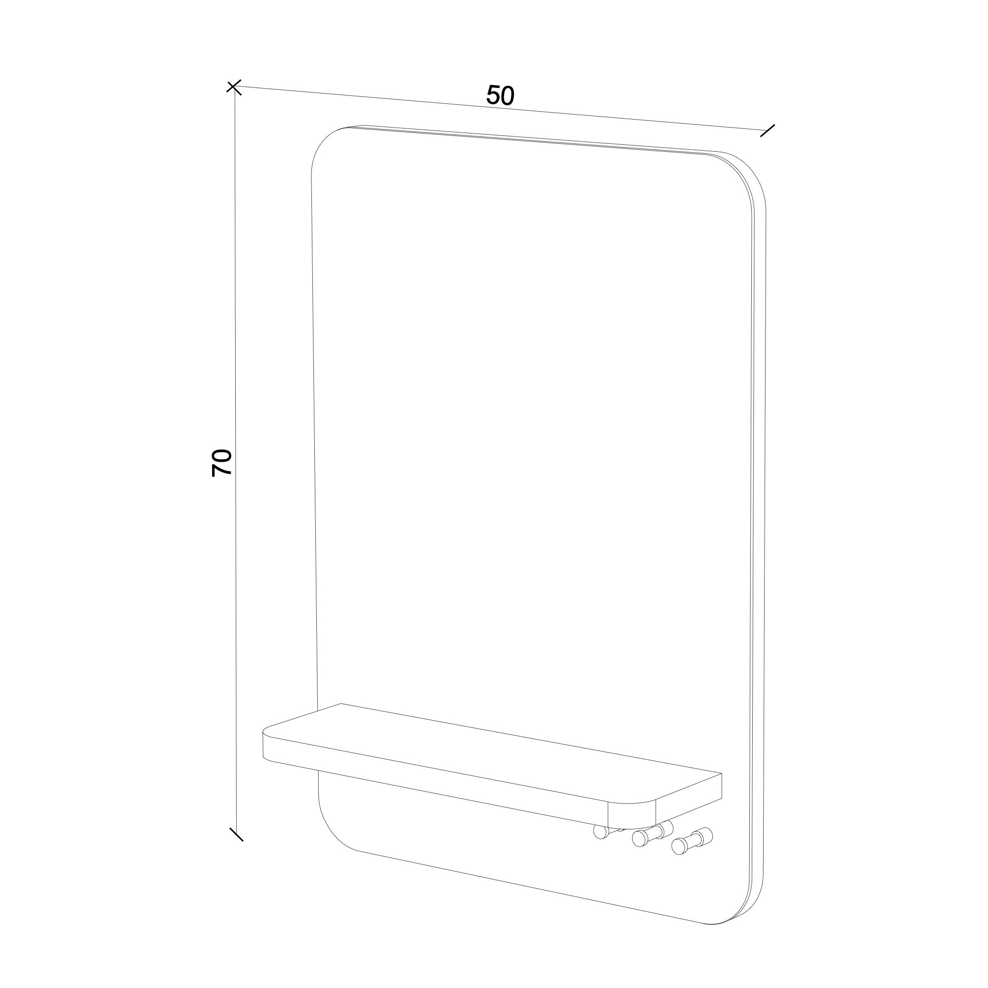 Raflı Ayna - Dikdörtgen