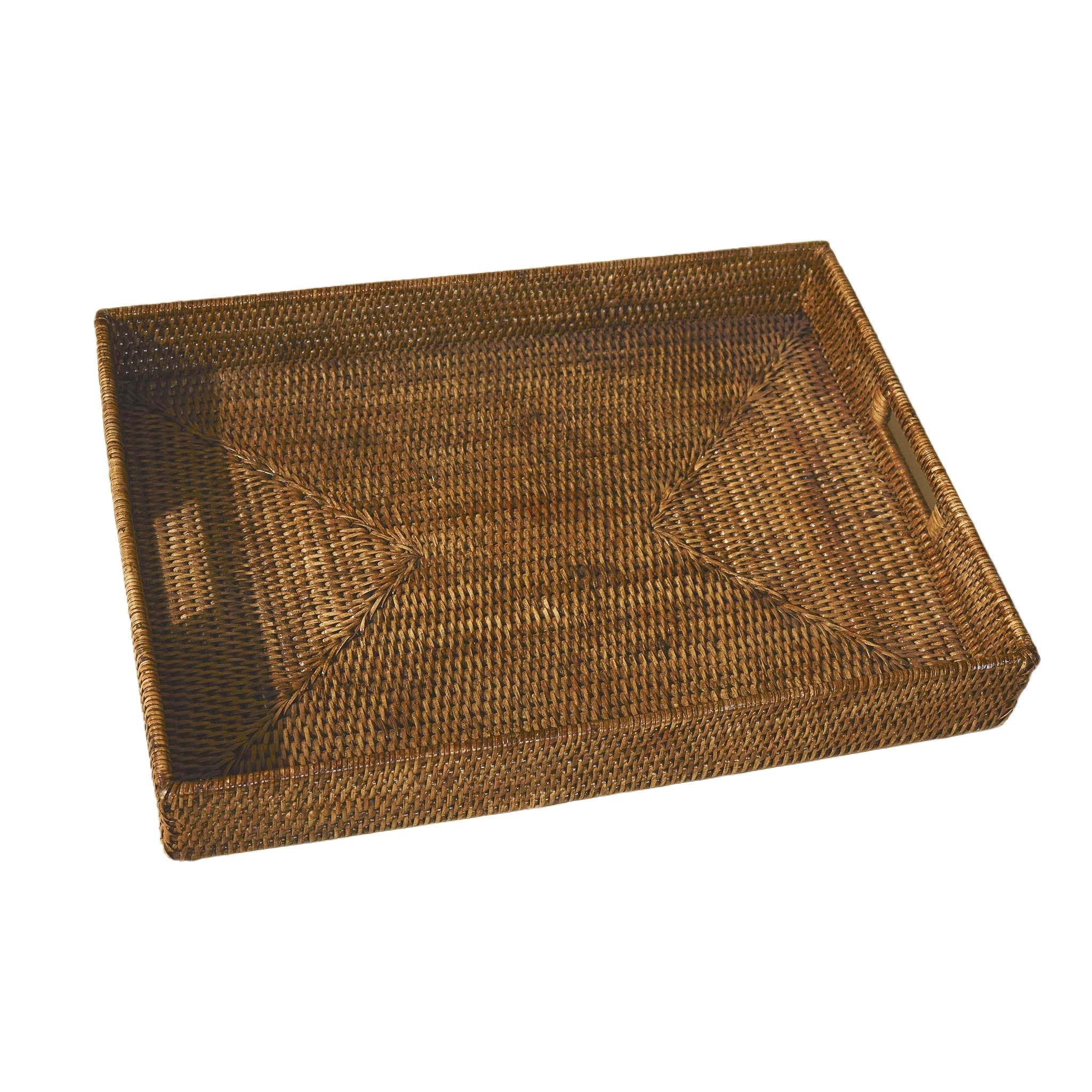 Dikdörtgen Rattan Servis Tepsisi