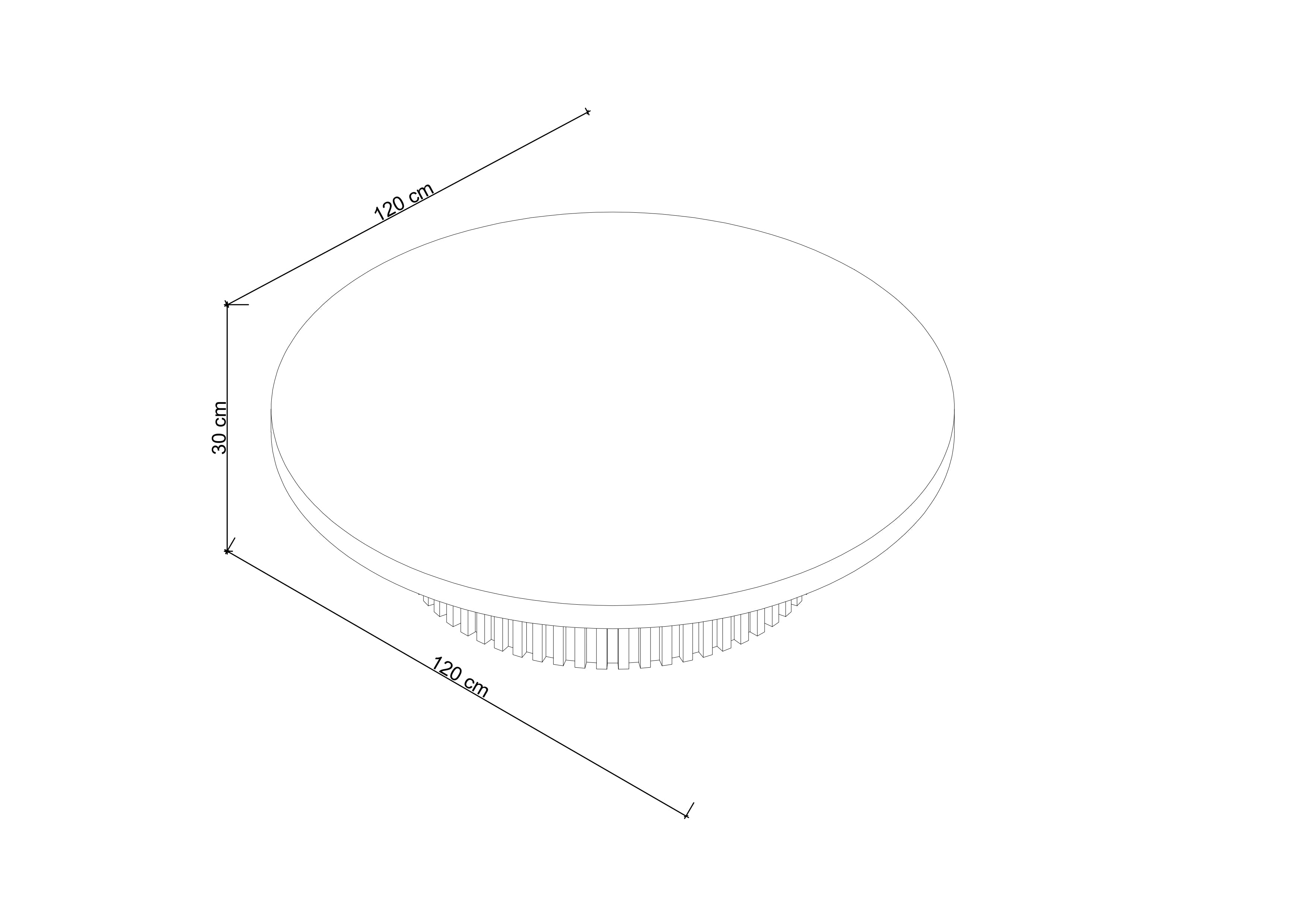 Docia Orta Sehpa, Masif Meşe, Yuvarlak, Çıtalı, Bej
