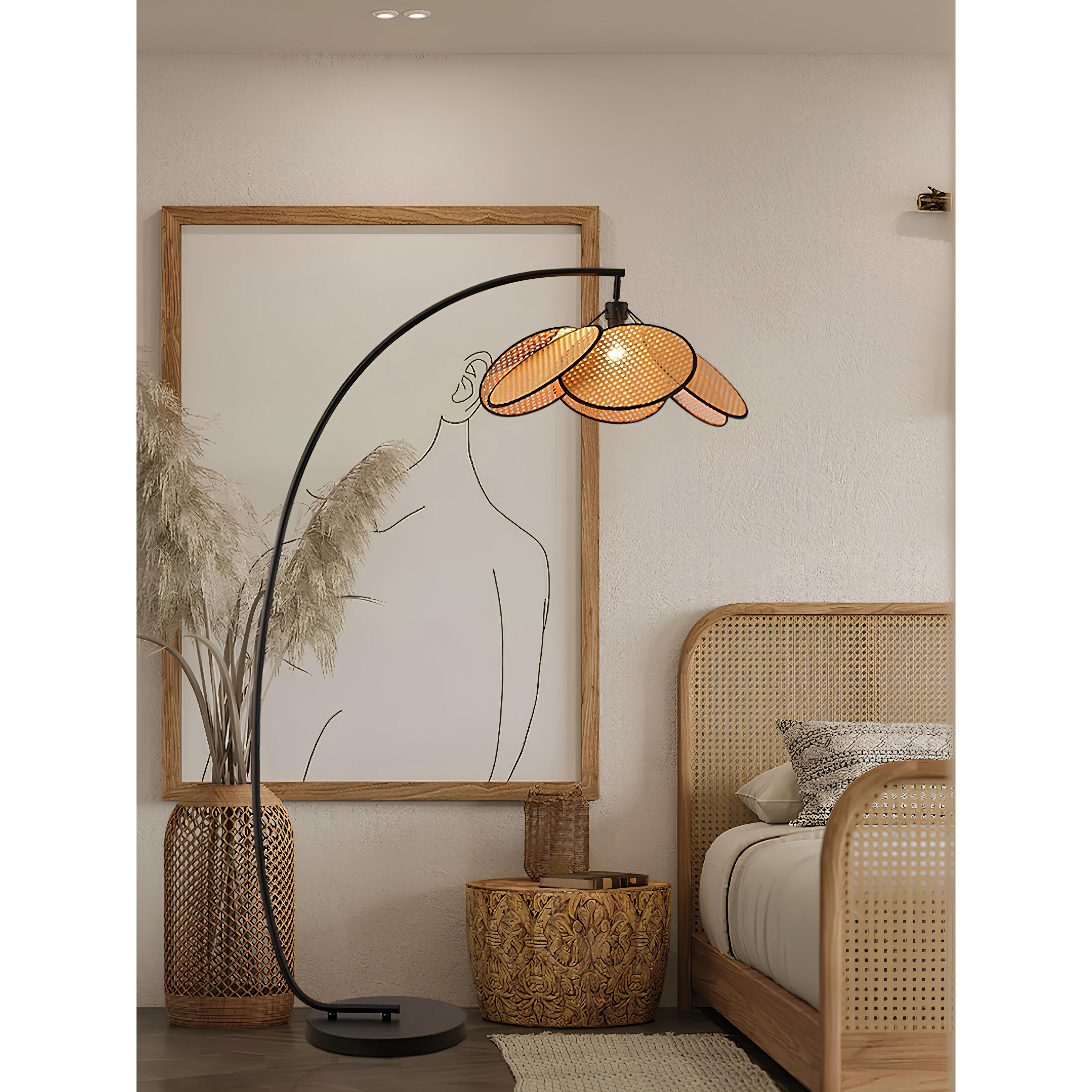 Doğal Rattan Hasır Pervane Lambader