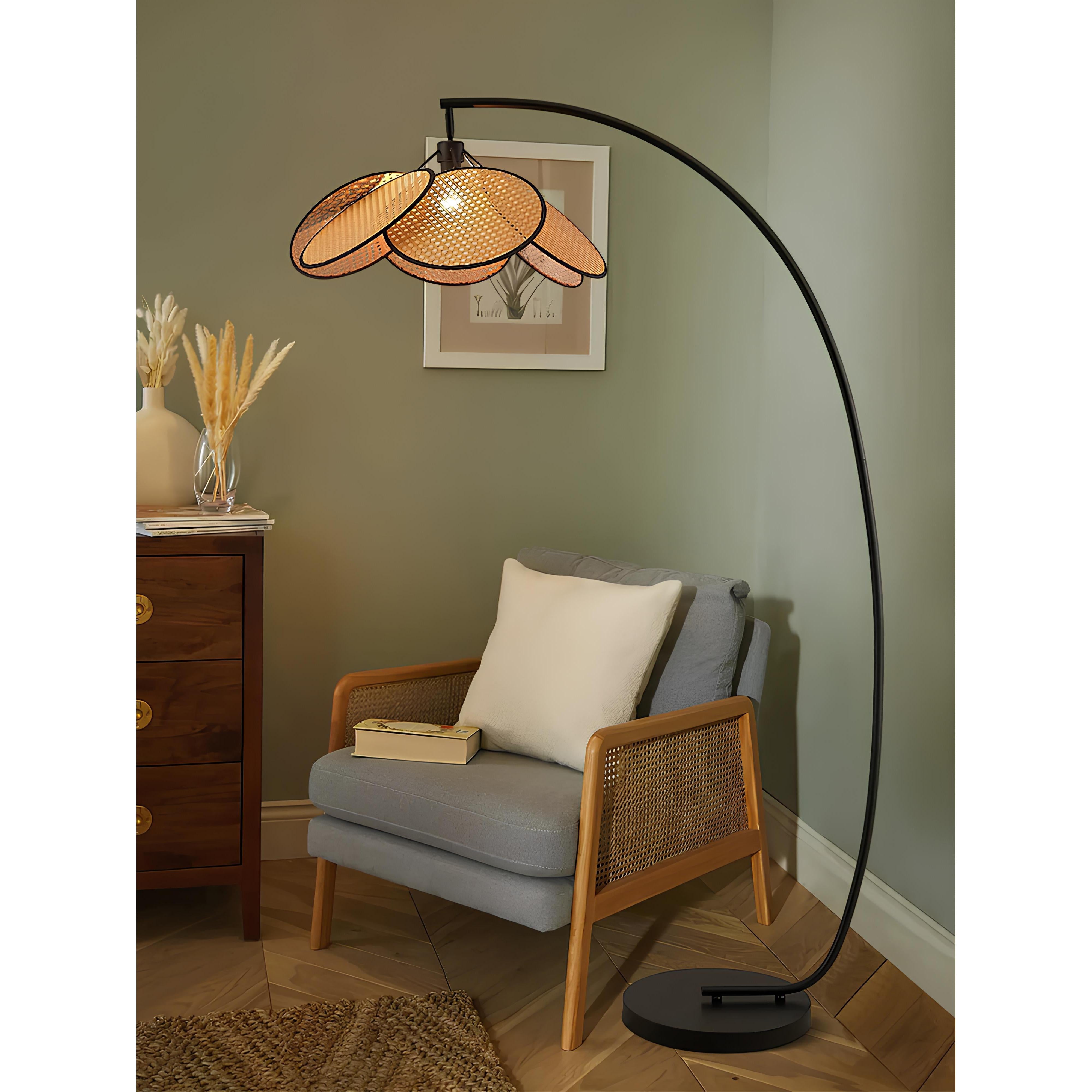 Doğal Rattan Hasır Pervane Lambader