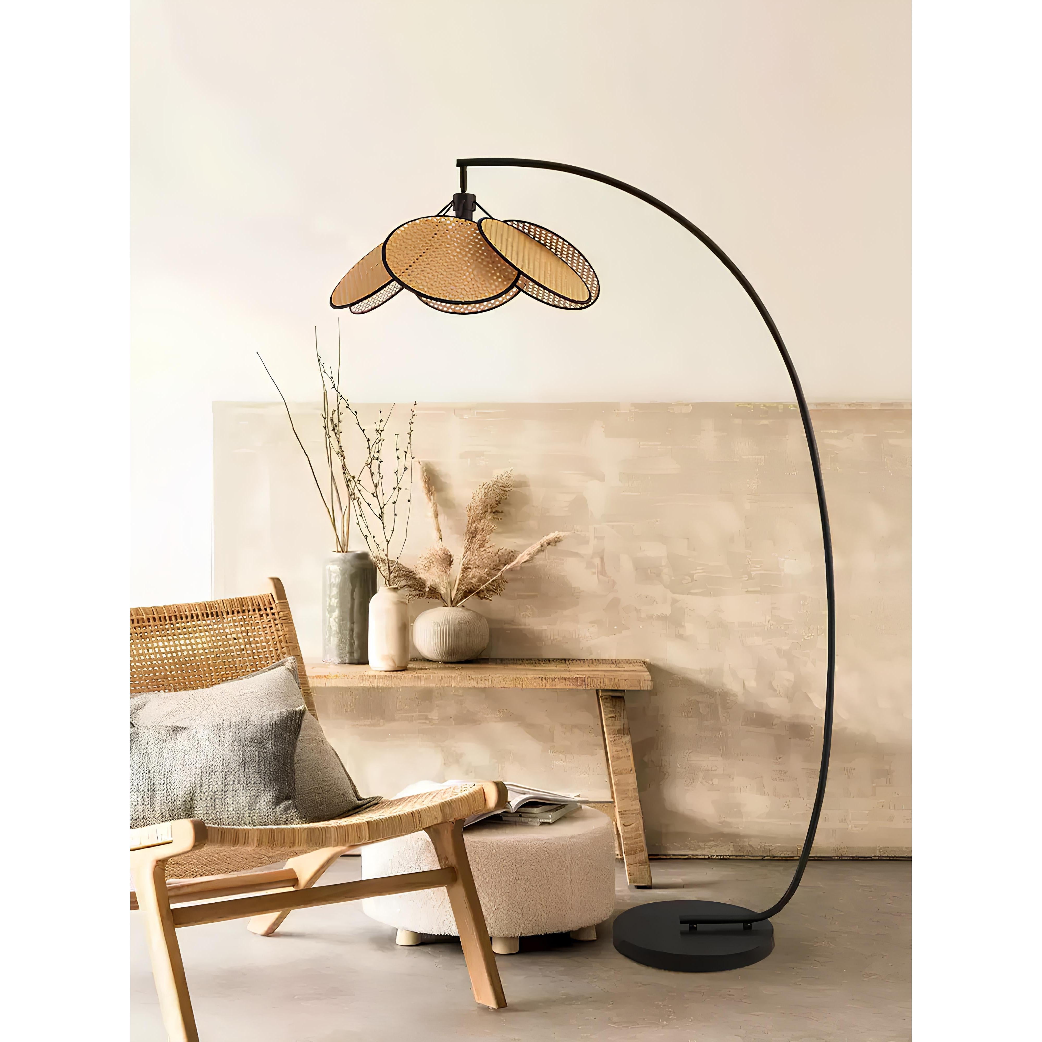 Doğal Rattan Hasır Pervane Lambader