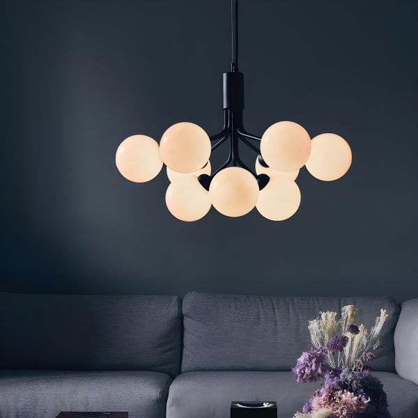 Dokuzlu Buzlu - Opal Camlı Avize-Aydınlatma-Life Aydınlatma-siyah-NowShopFun