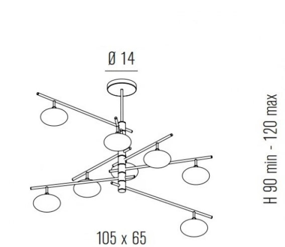 Dolce Sarkit 8l Krom-Satin Ø105x70 Cm G9 8x25w